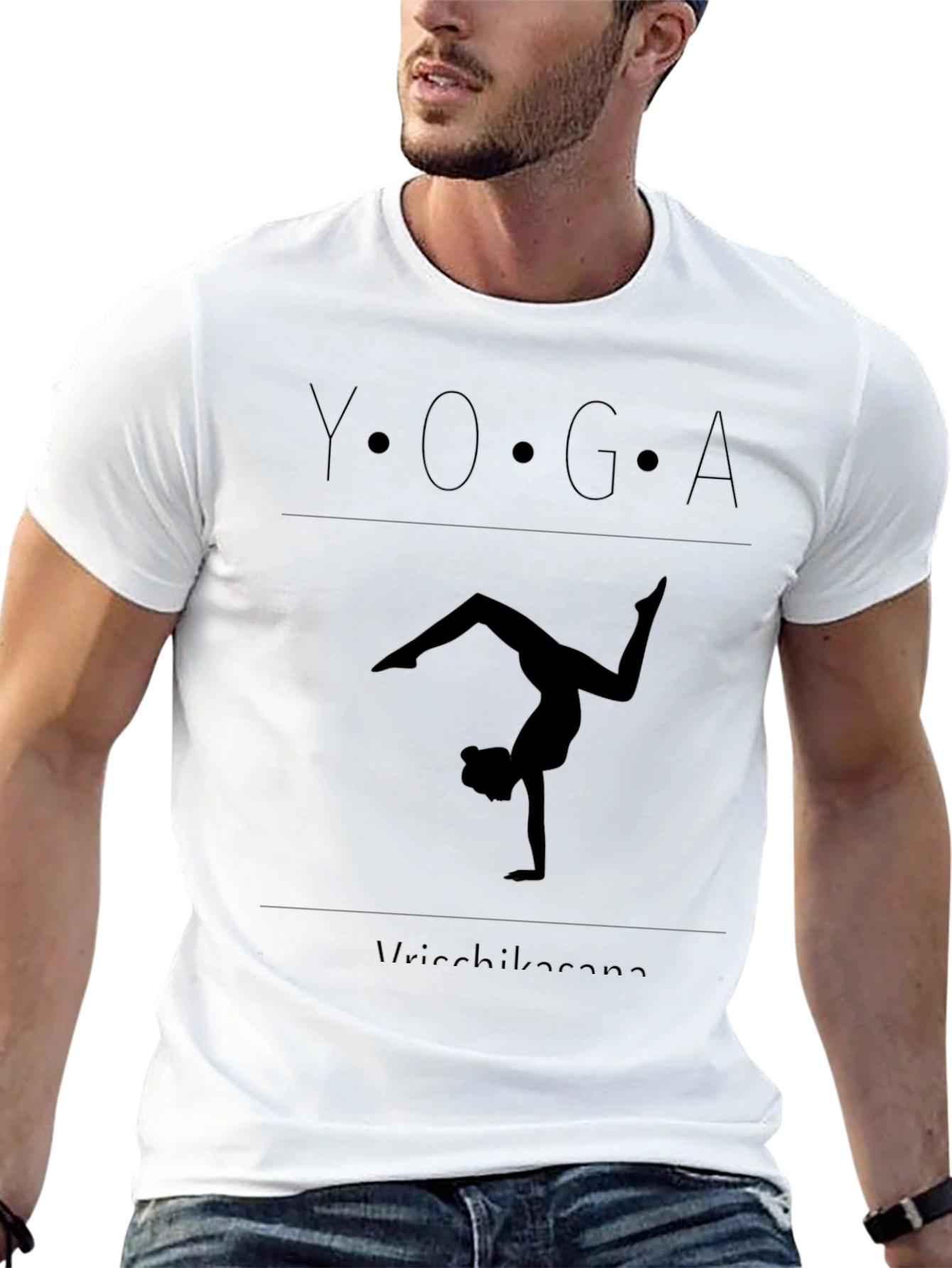 Yoga Vrksasana Pose Black T-Shirt
