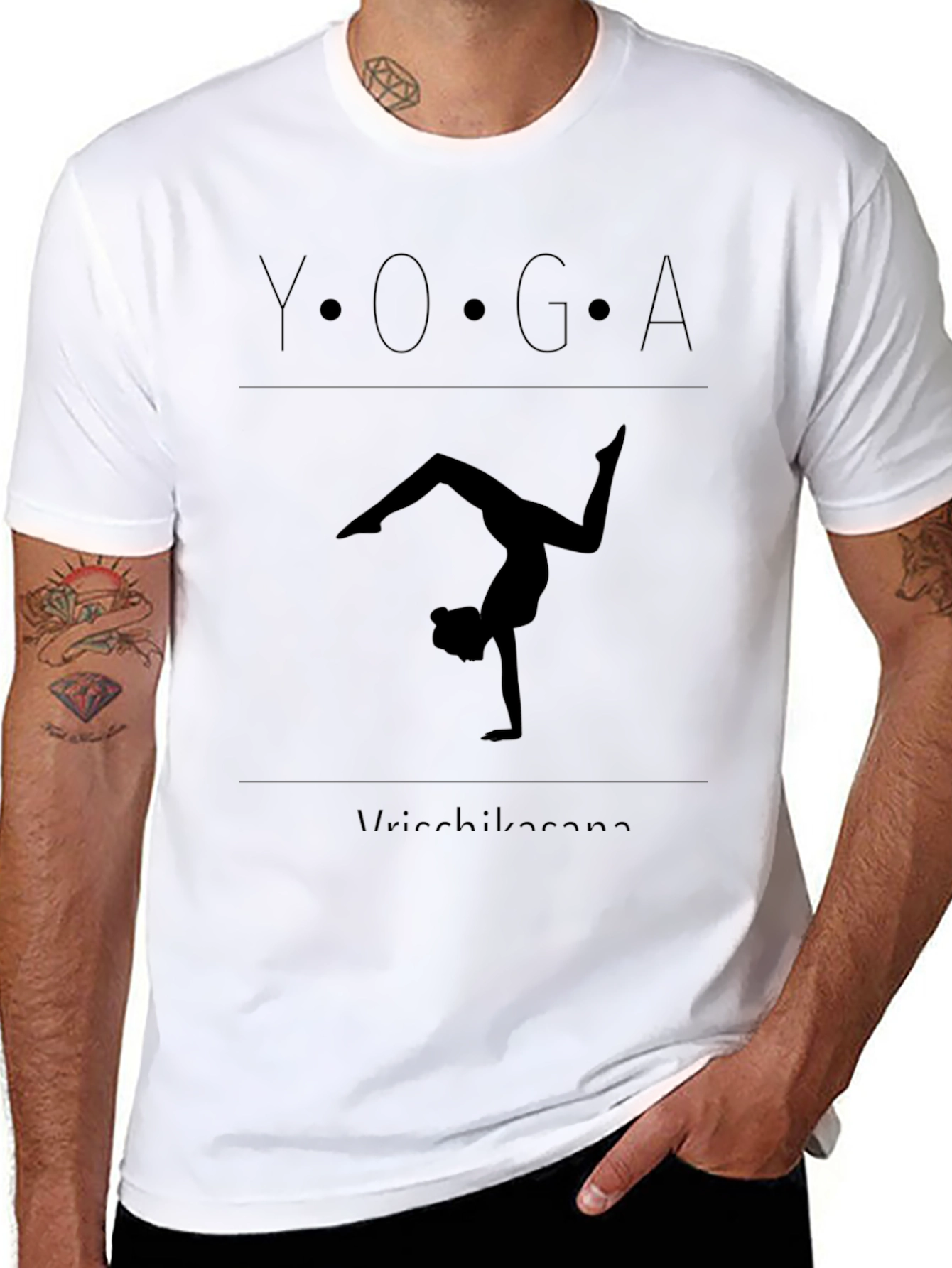 Yoga Vrksasana Pose Black T-Shirt