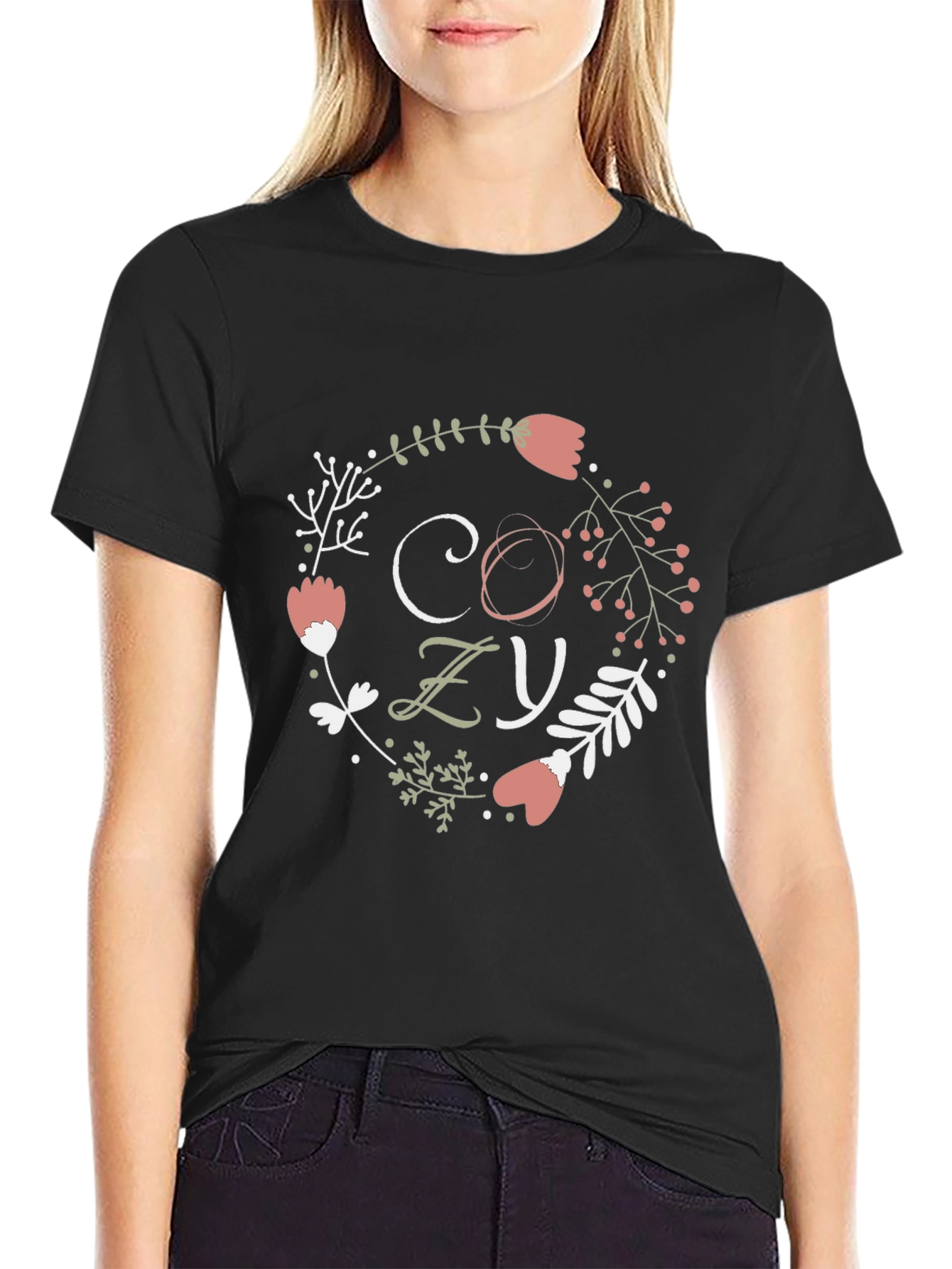 Cozy Floral Wreath Graphic Tee