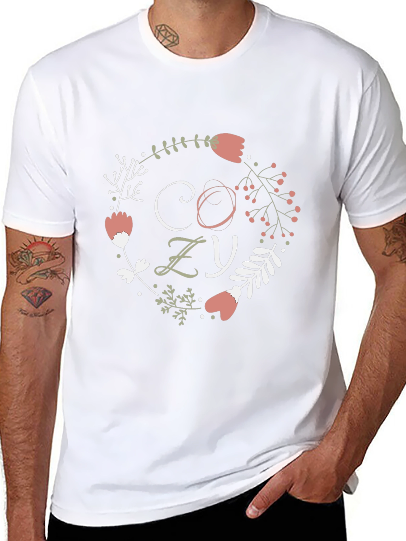 Cozy Floral Wreath Graphic Tee