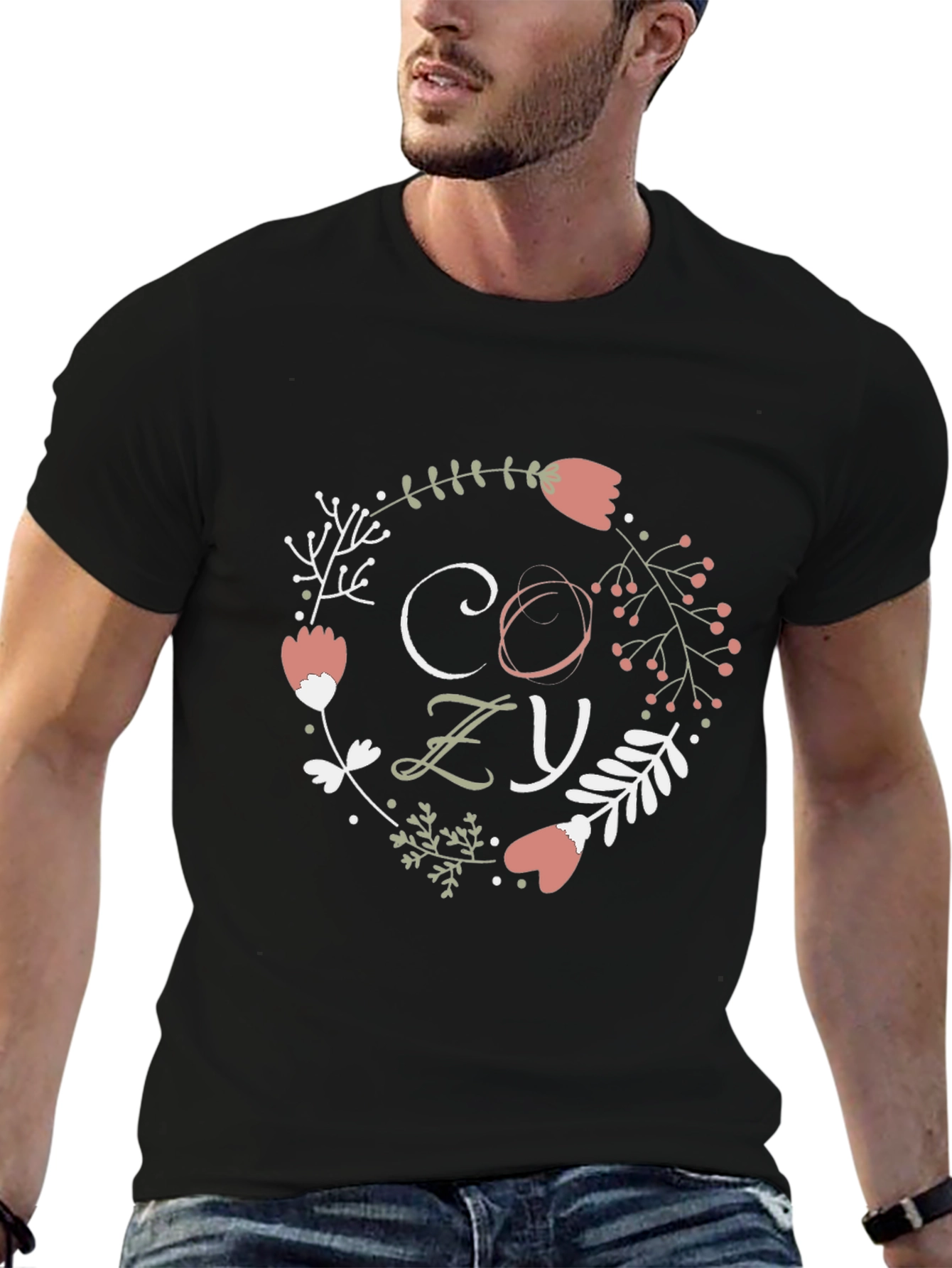 Cozy Floral Wreath Graphic Tee