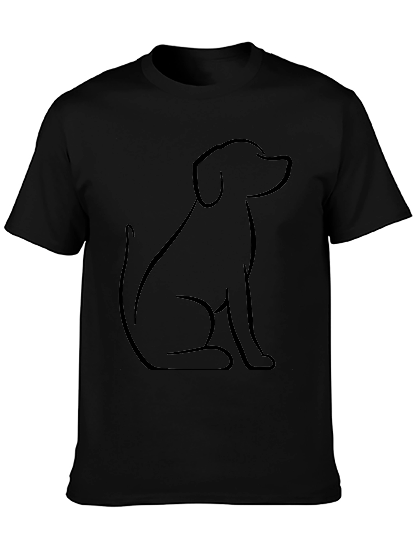 Minimalist Dog Outline Black T-Shirt