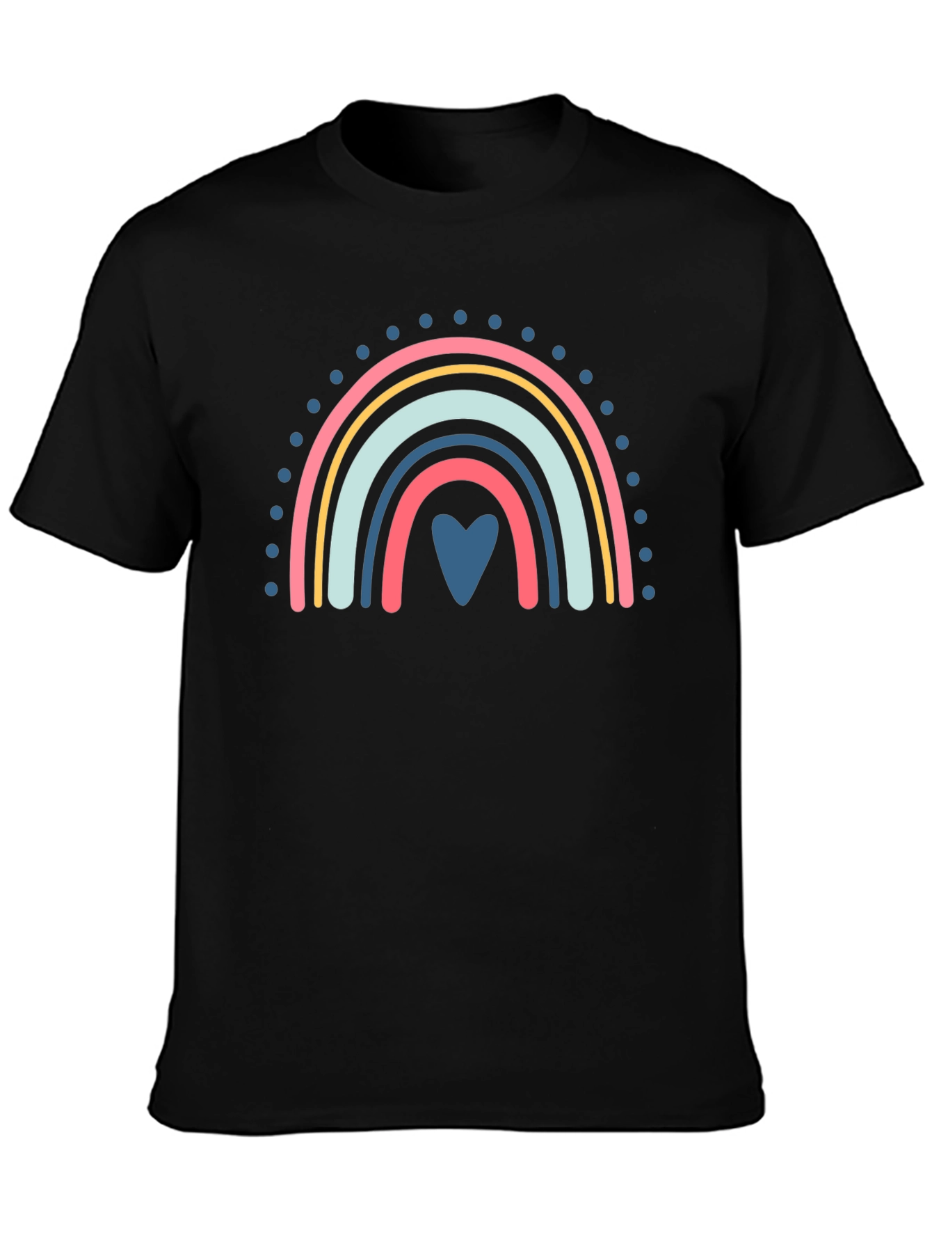 Rainbow Heart Graphic Black Tee