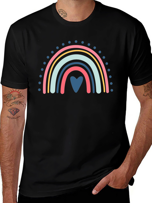 Rainbow Heart Graphic Black Tee