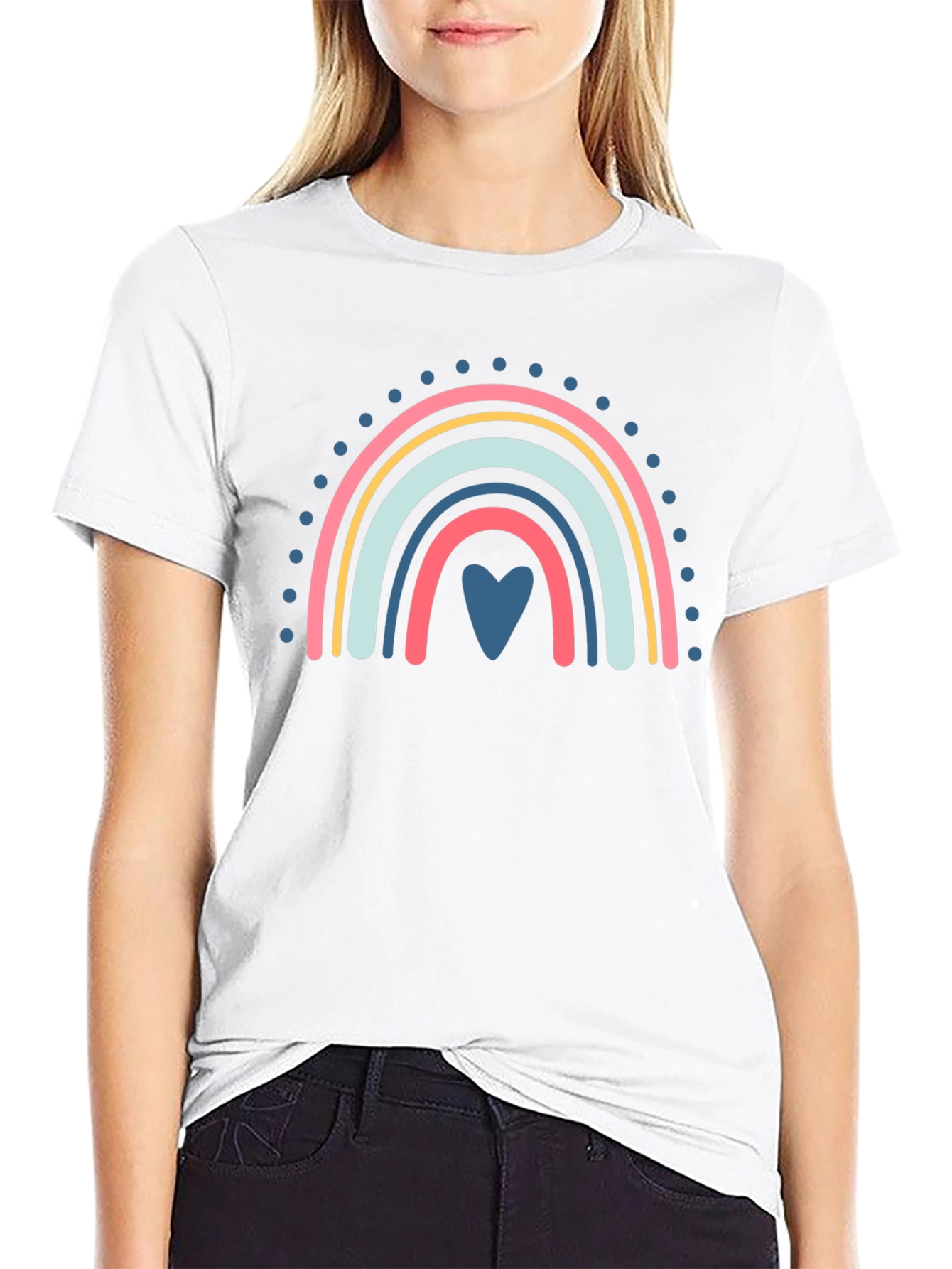 Rainbow Heart Graphic Black Tee