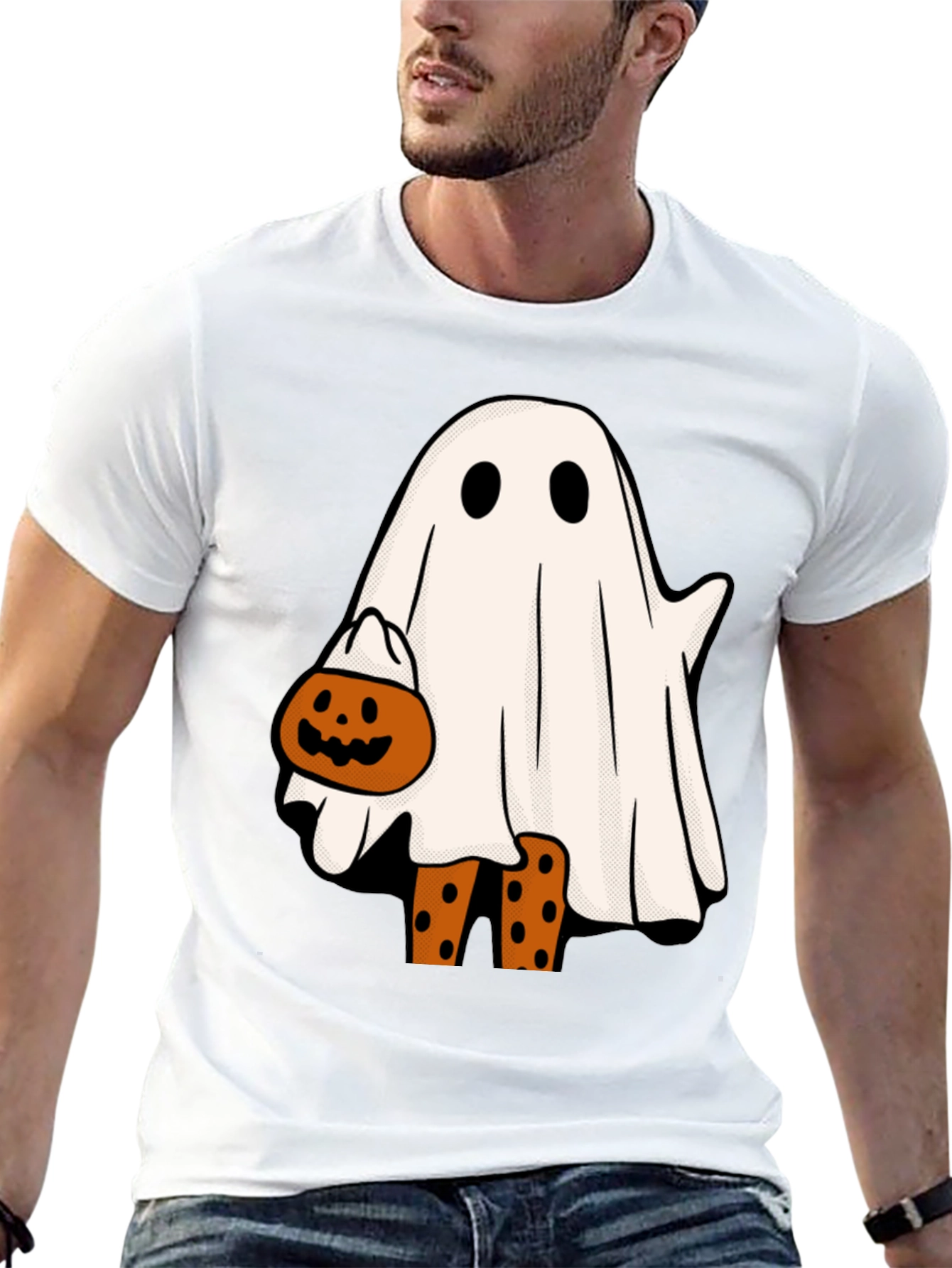 Halloween Ghost with Pumpkin T-Shirt