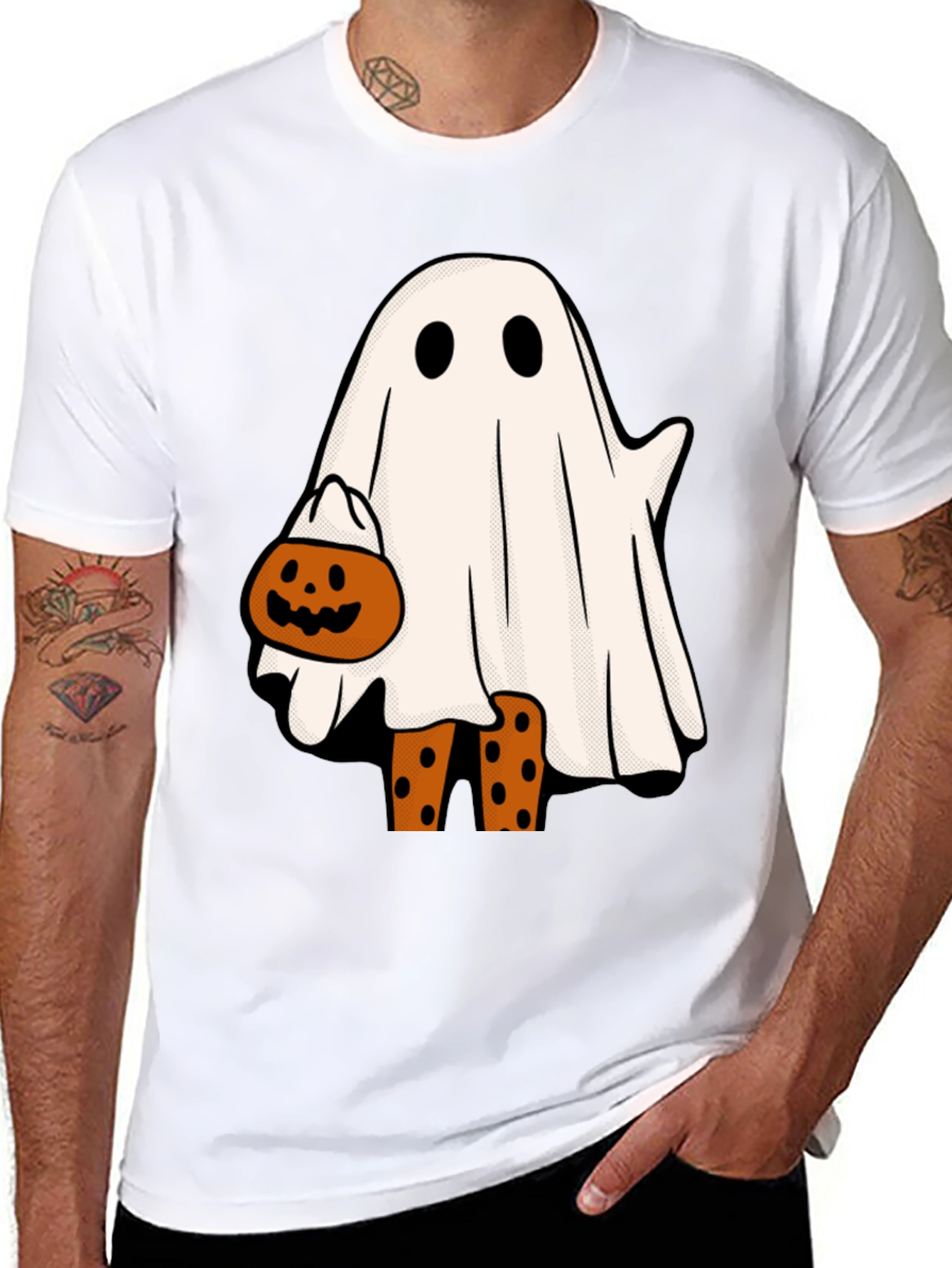 Halloween Ghost with Pumpkin T-Shirt