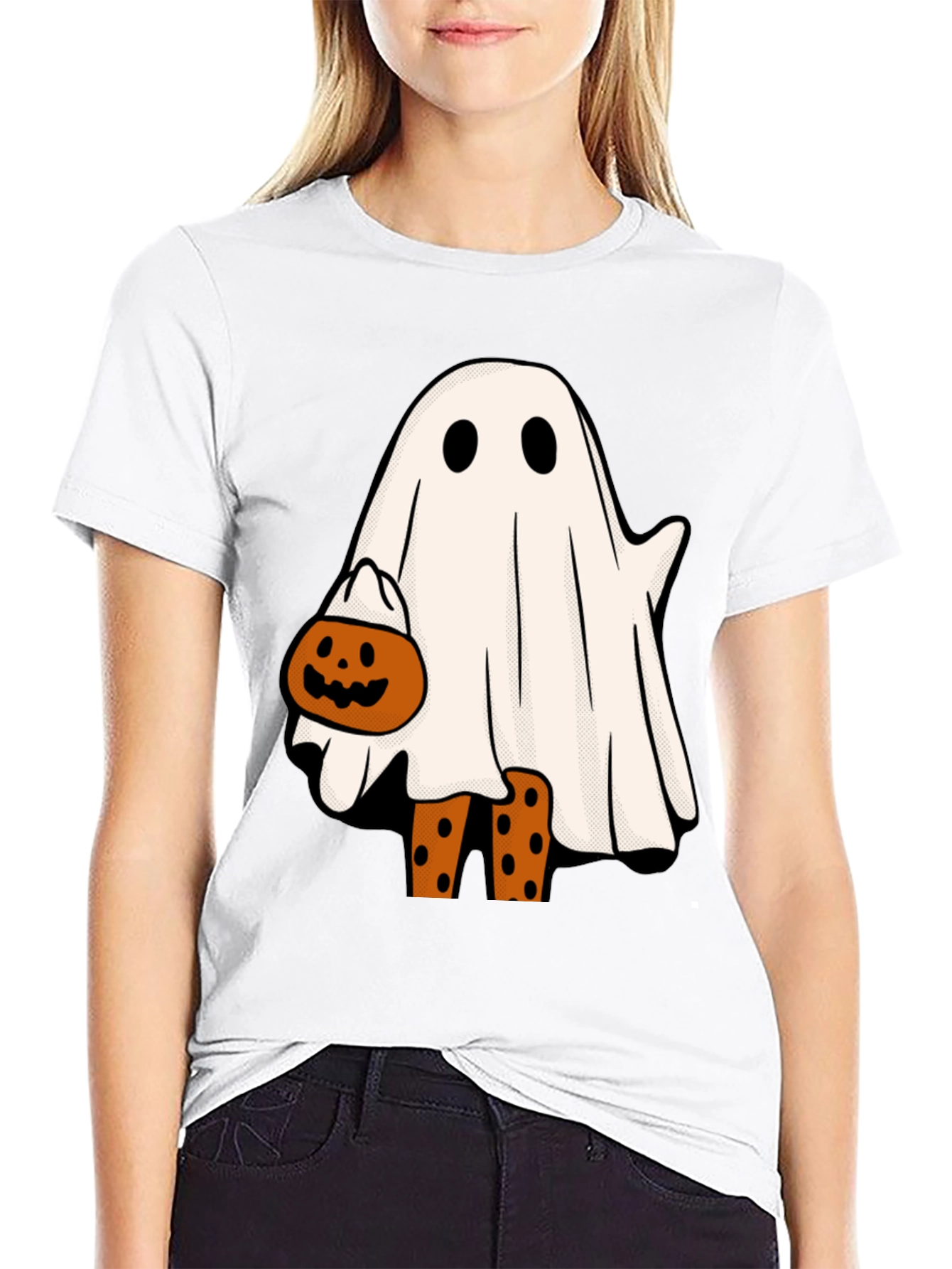 Halloween Ghost with Pumpkin T-Shirt