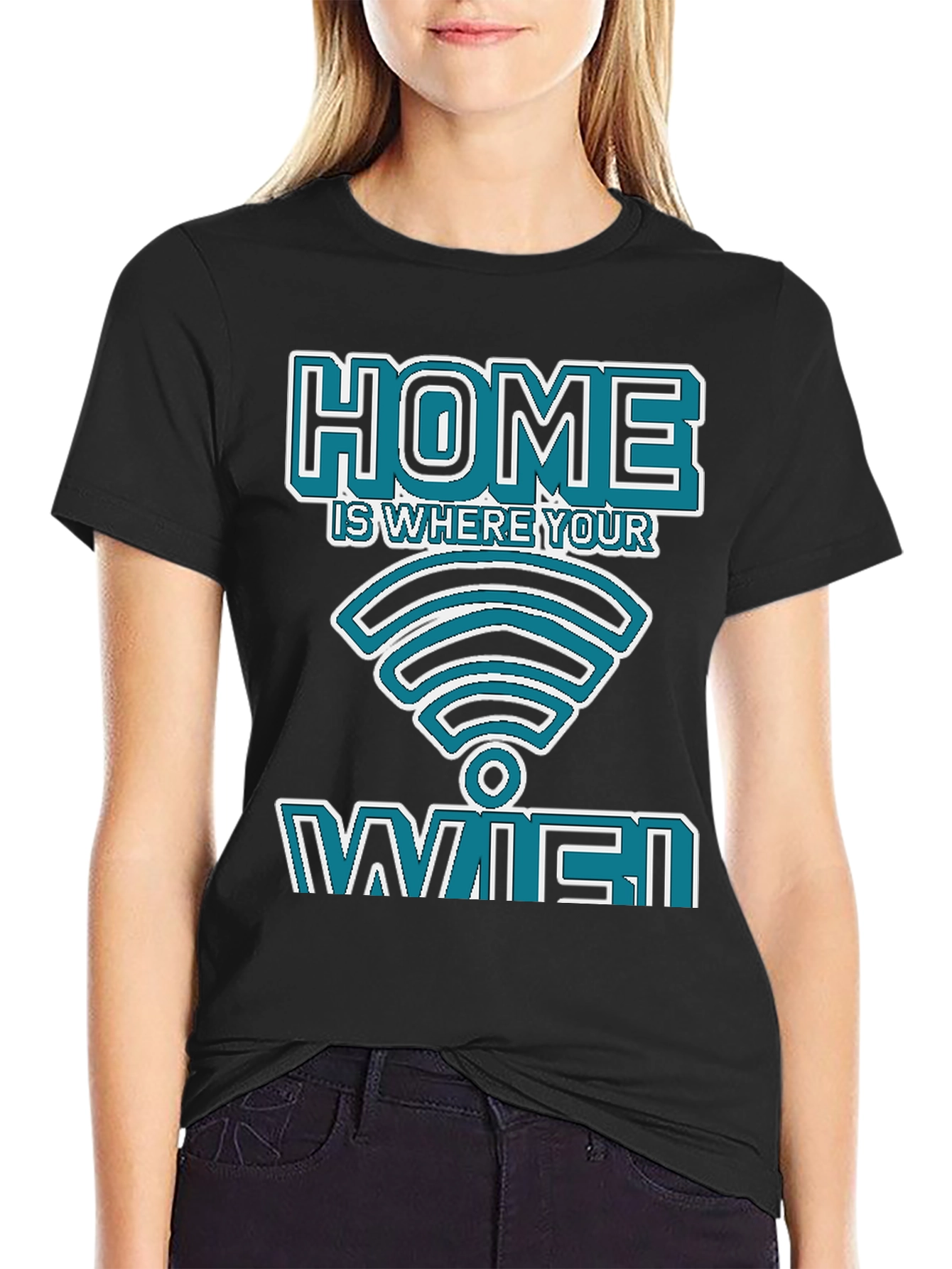 Home is Where Your WiFi Is Black Graphic T-Shirt