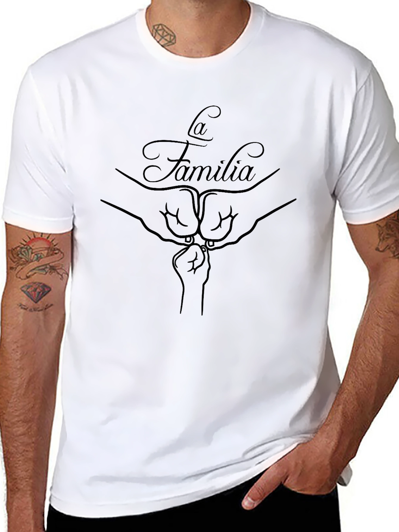 La Familia Black T-Shirt - Family Fist Bump Design