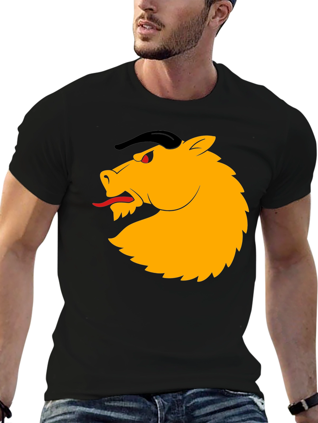 Black T-Shirt with Horse Design