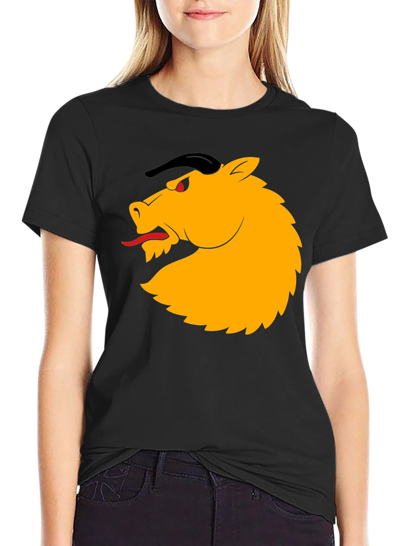 Black T-Shirt with Horse Design