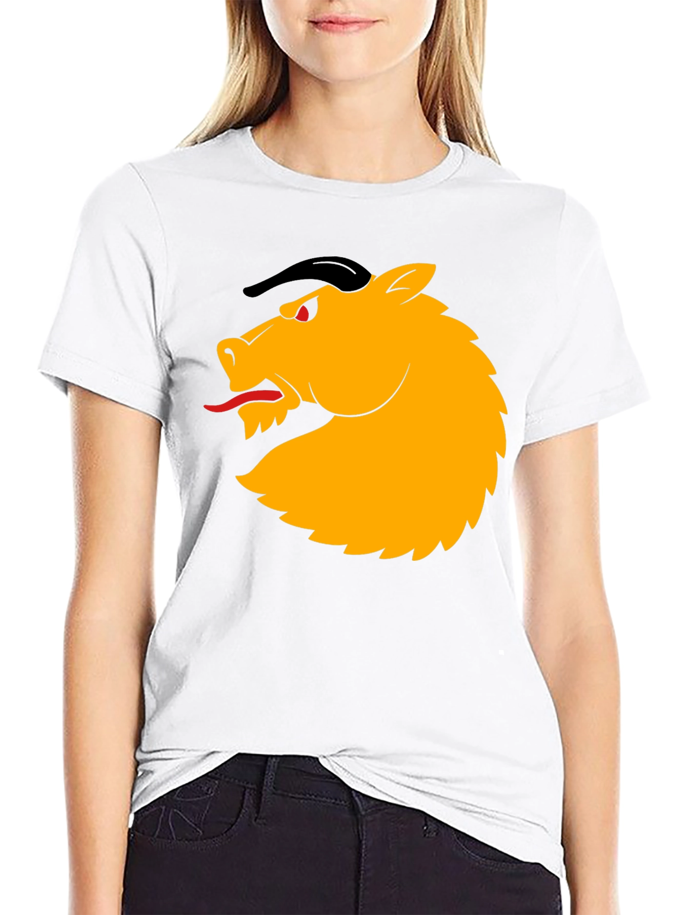 Black T-Shirt with Horse Design