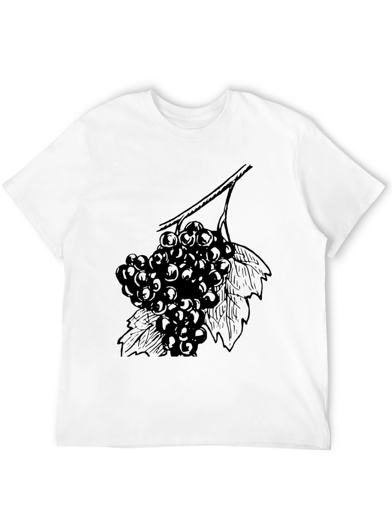 Black T-Shirt with Grape Vine Design