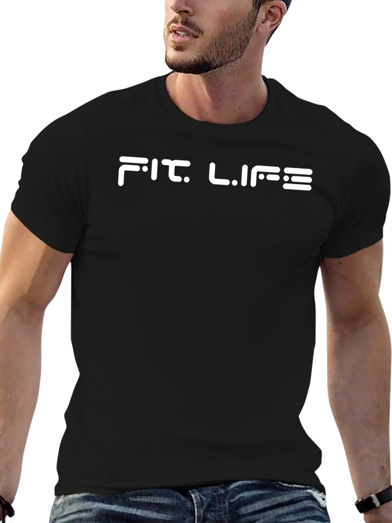 Fit Life Graphic Tee - Black Cotton T-Shirt