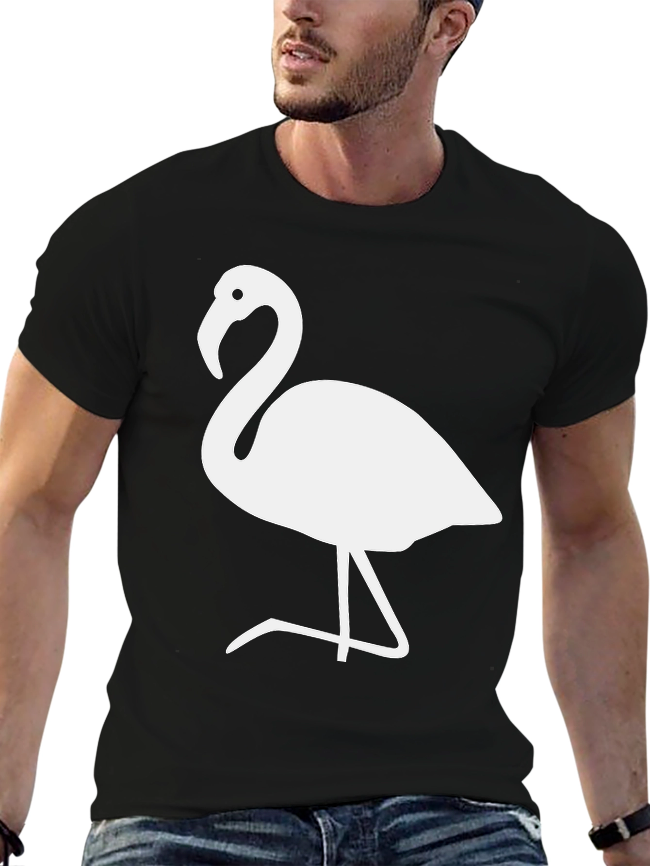Flamingo Graphic Tee - Stylish Black Cotton Blend T-Shirt
