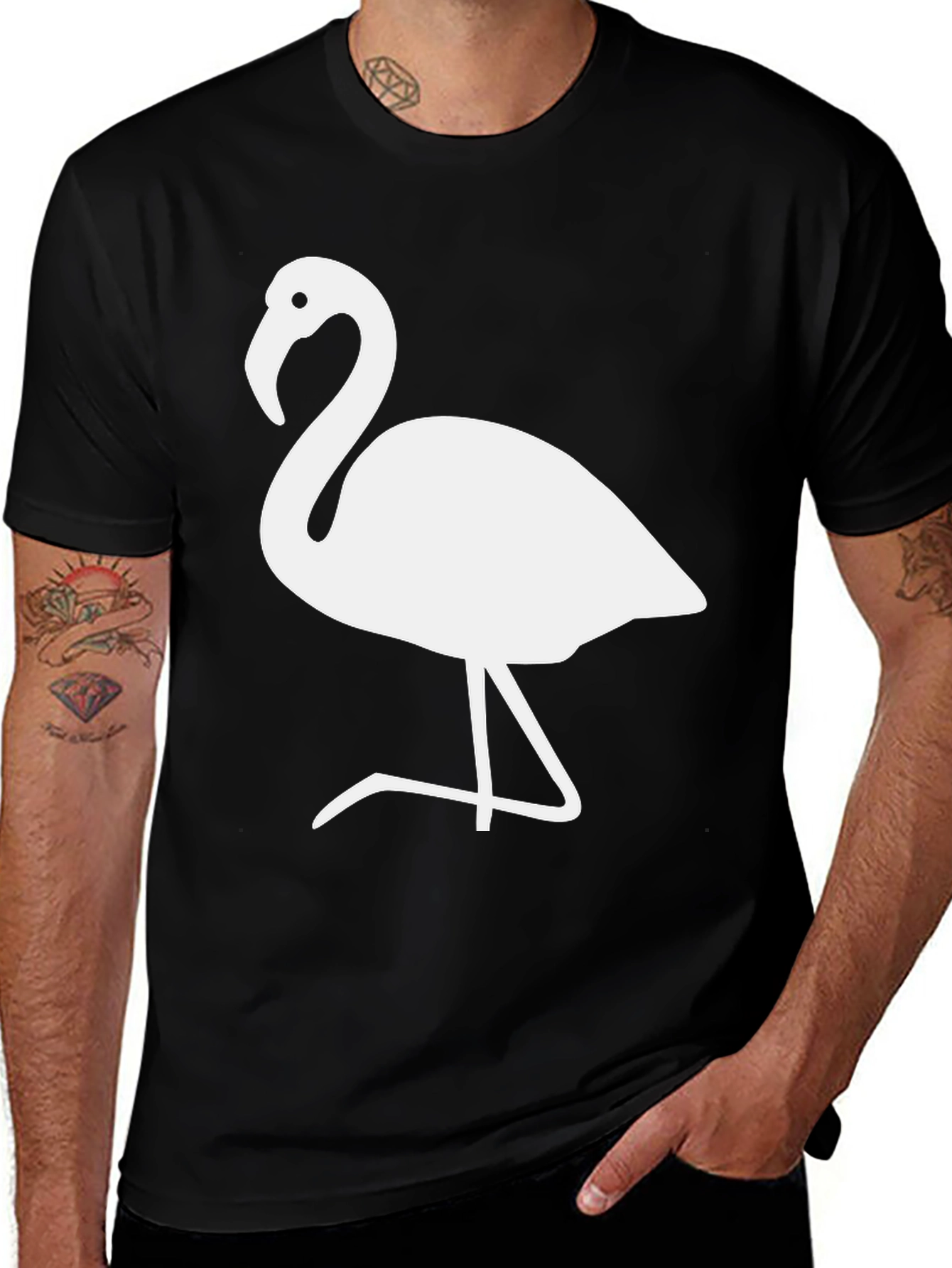 Flamingo Graphic Tee - Stylish Black Cotton Blend T-Shirt