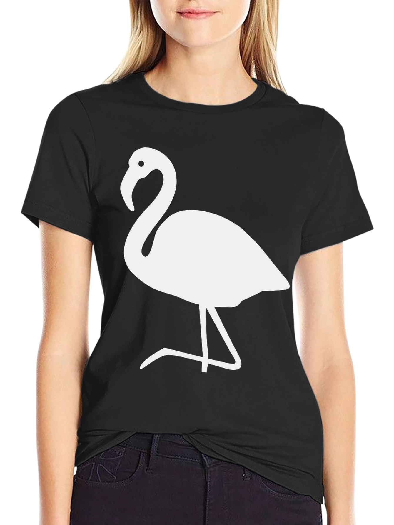 Flamingo Graphic Tee - Stylish Black Cotton Blend T-Shirt