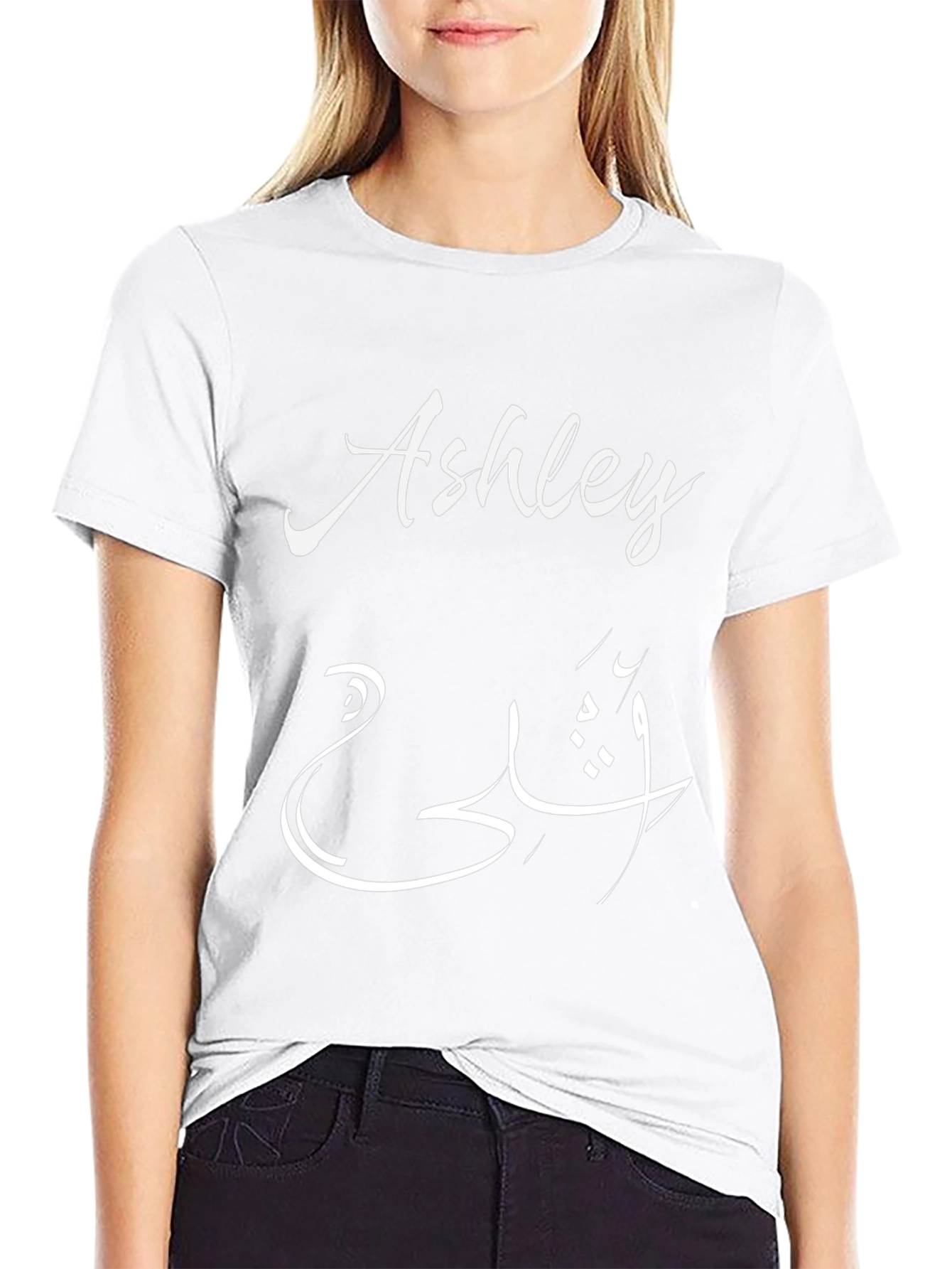 Ashley Arabic Script Black T-Shirt - Custom Name Tee