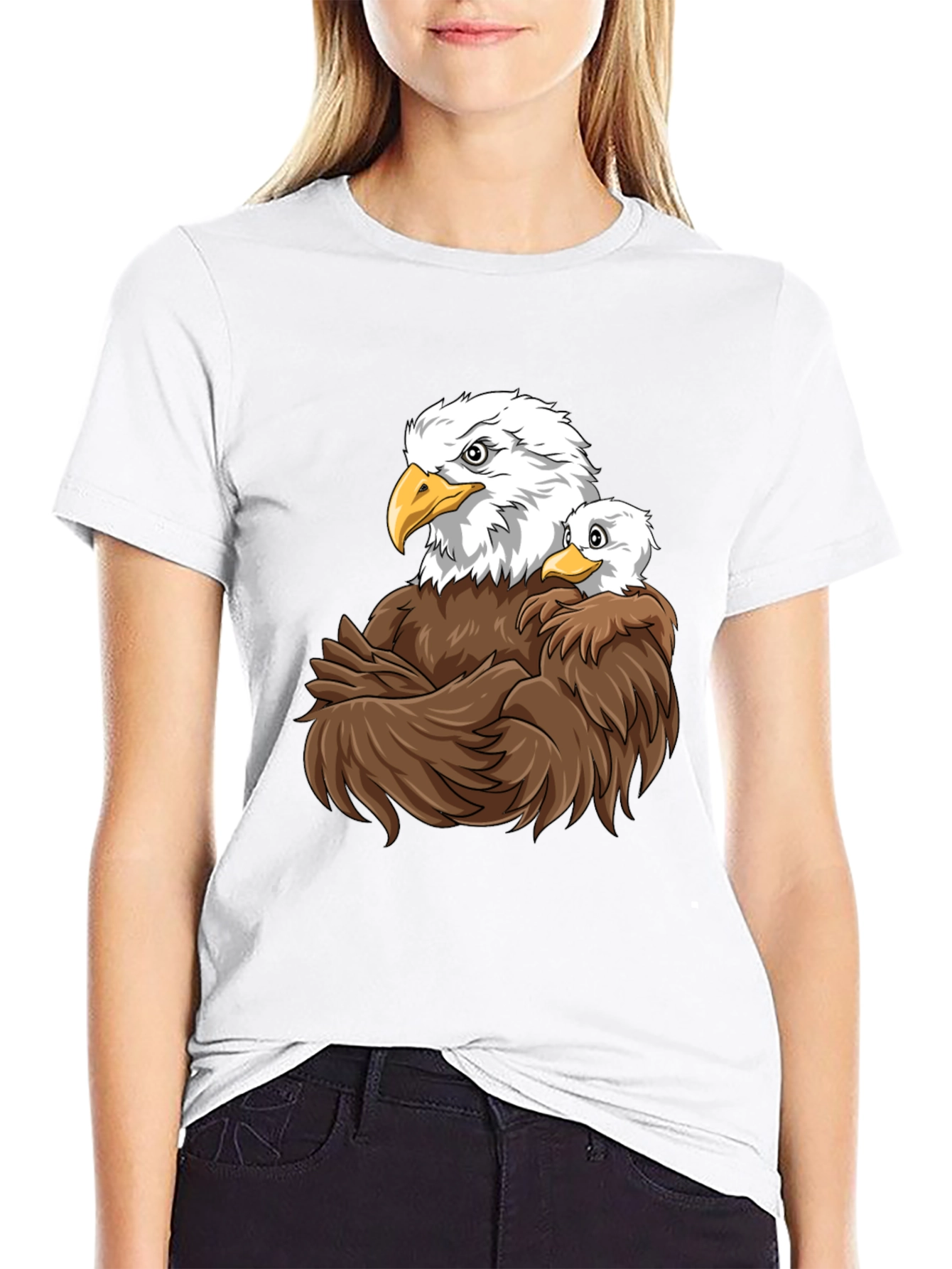 Eagle & Cub Graphic Tee - Soft Black Cotton