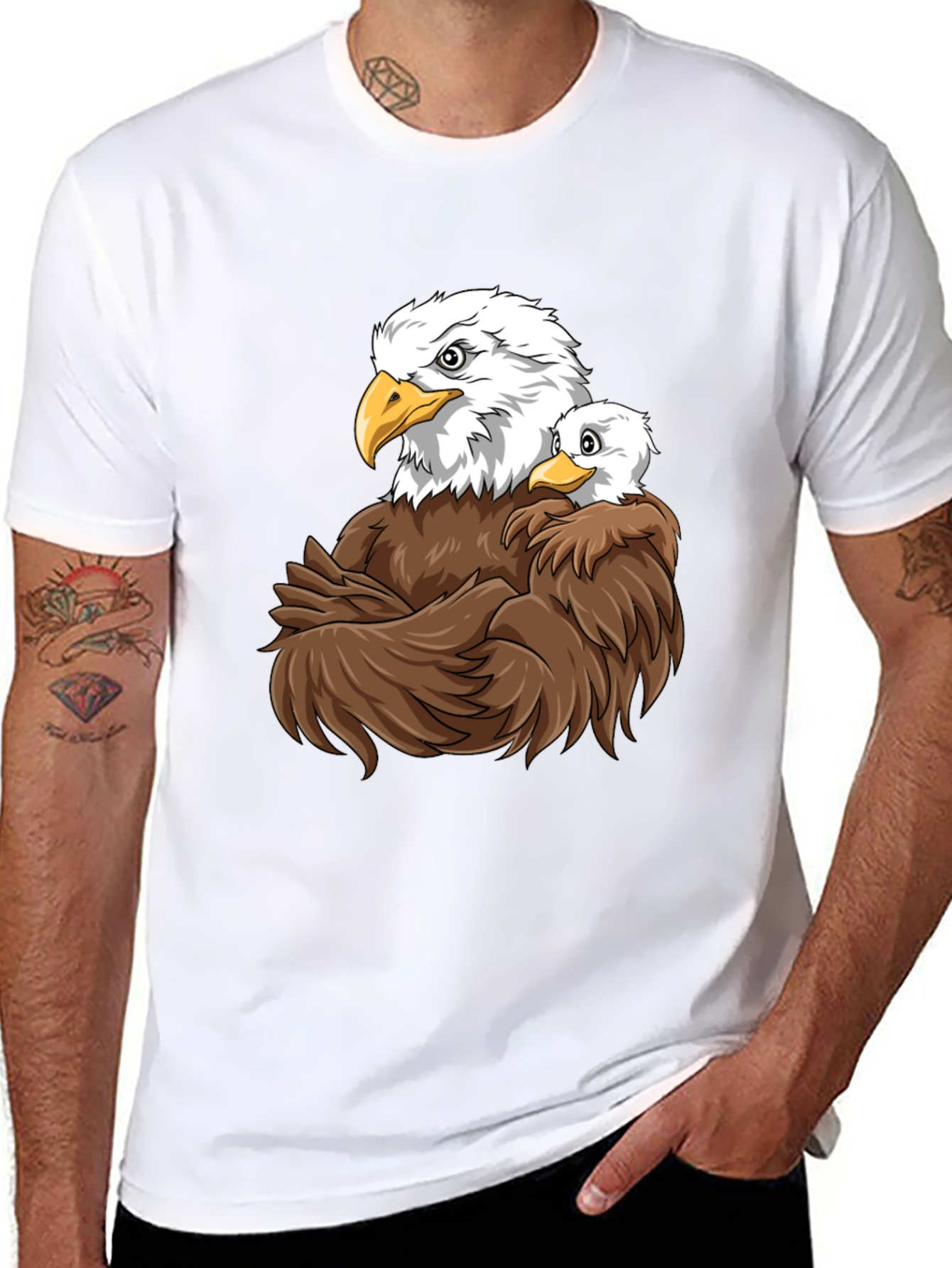 Eagle & Cub Graphic Tee - Soft Black Cotton
