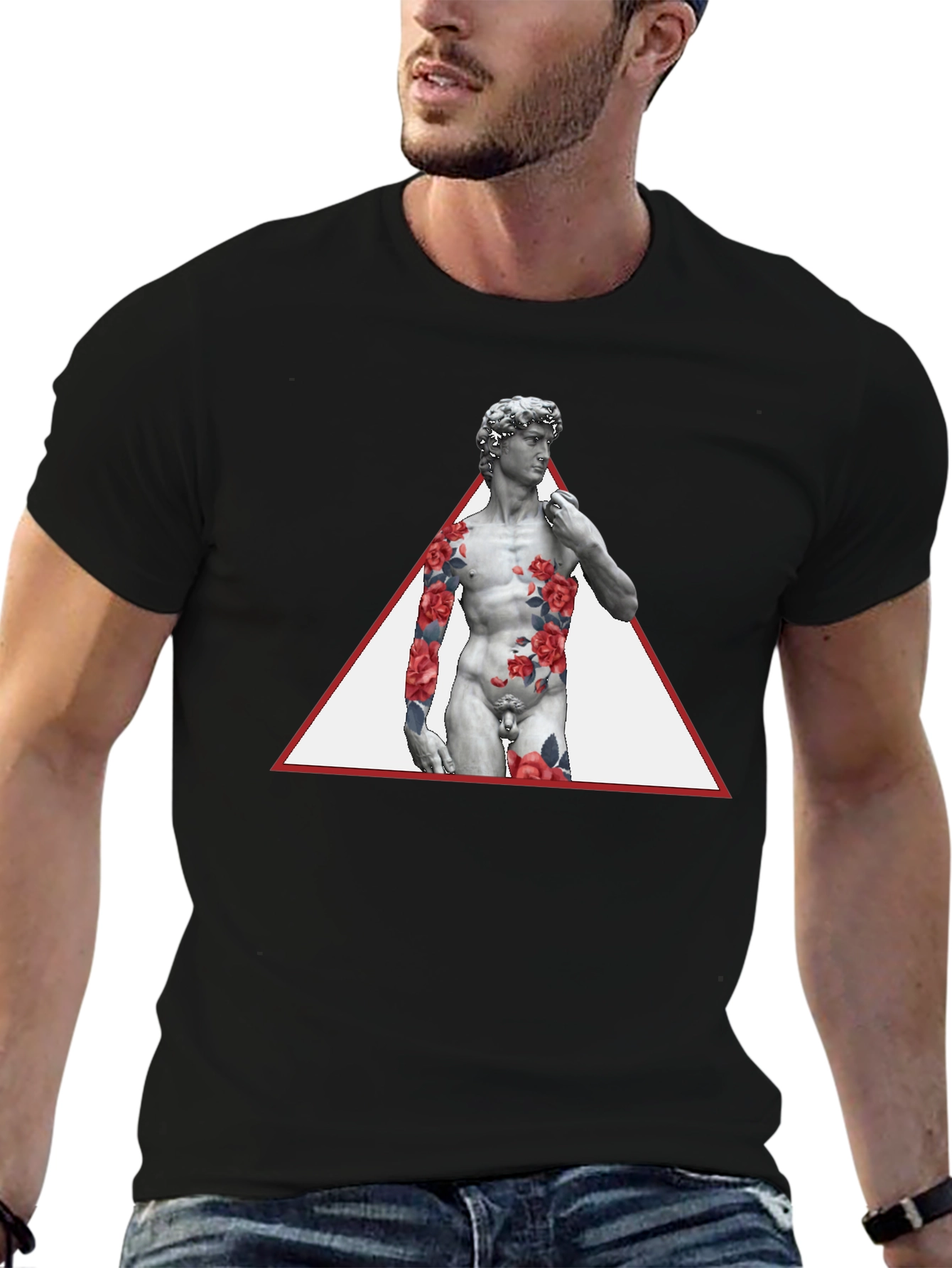 David Statue Floral Triangle Mens Tee