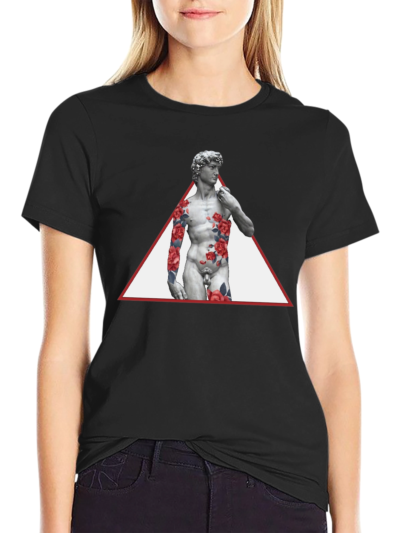 David Statue Floral Triangle Mens Tee