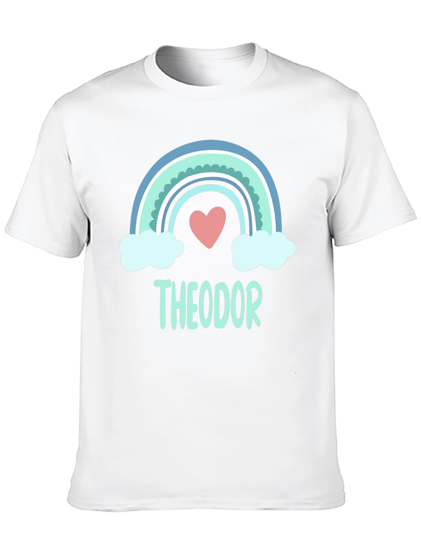 Theodor Rainbow Heart Tee - Personalized Name Shirt