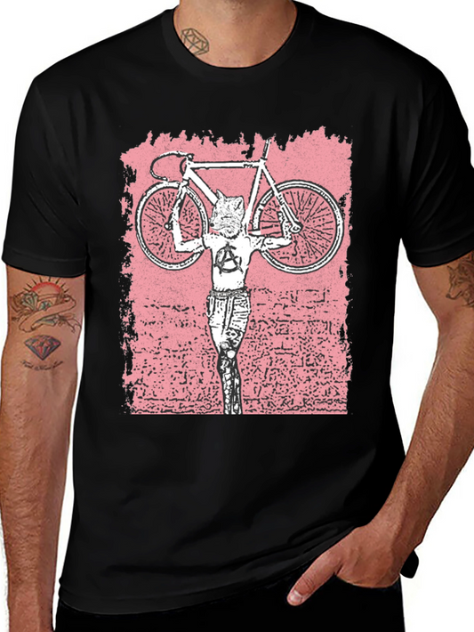 Anarchy Cat Bicycle Black Graphic Tee