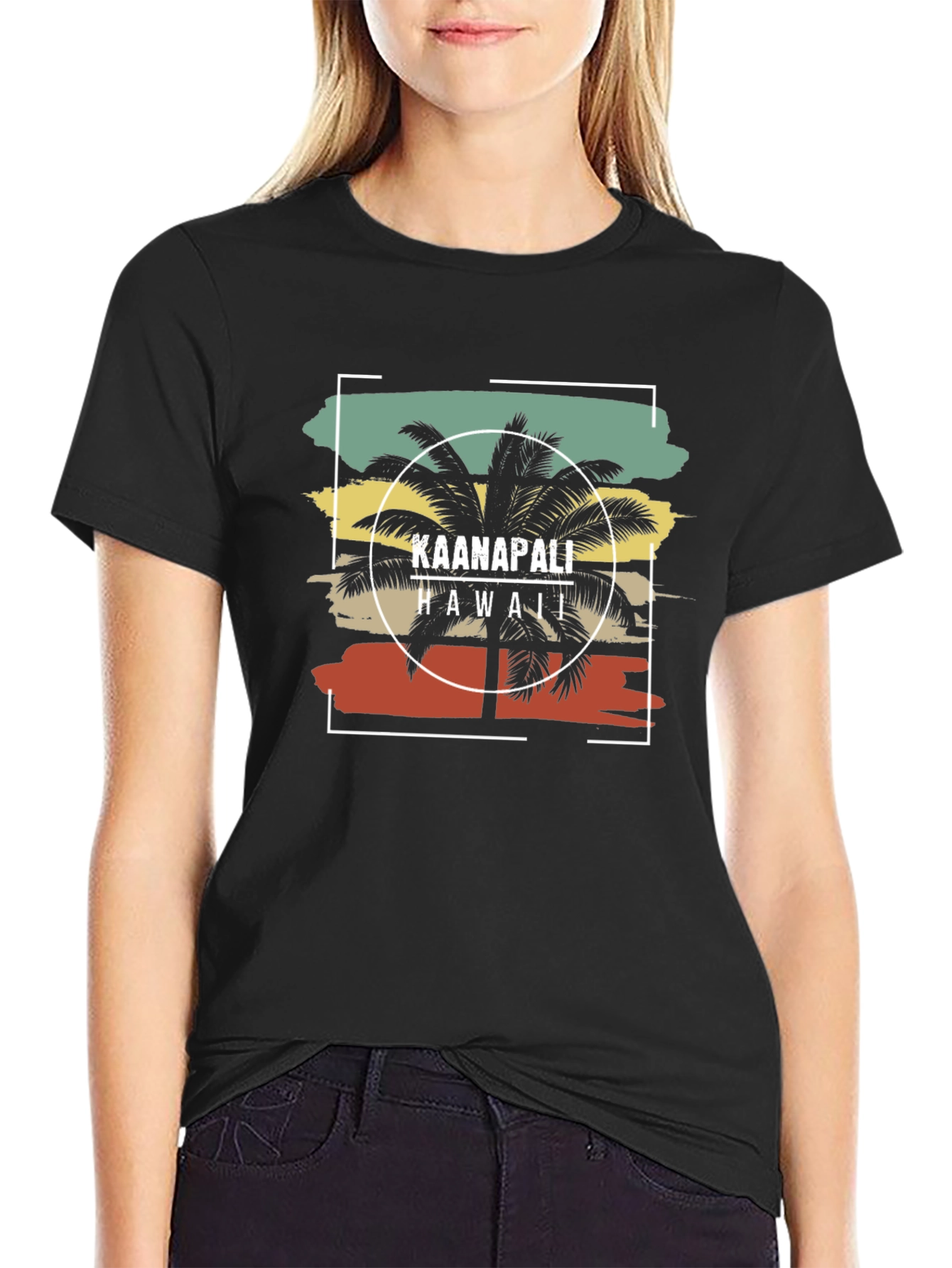 Kaanapali Hawaii Palm Tree Graphic T-Shirt