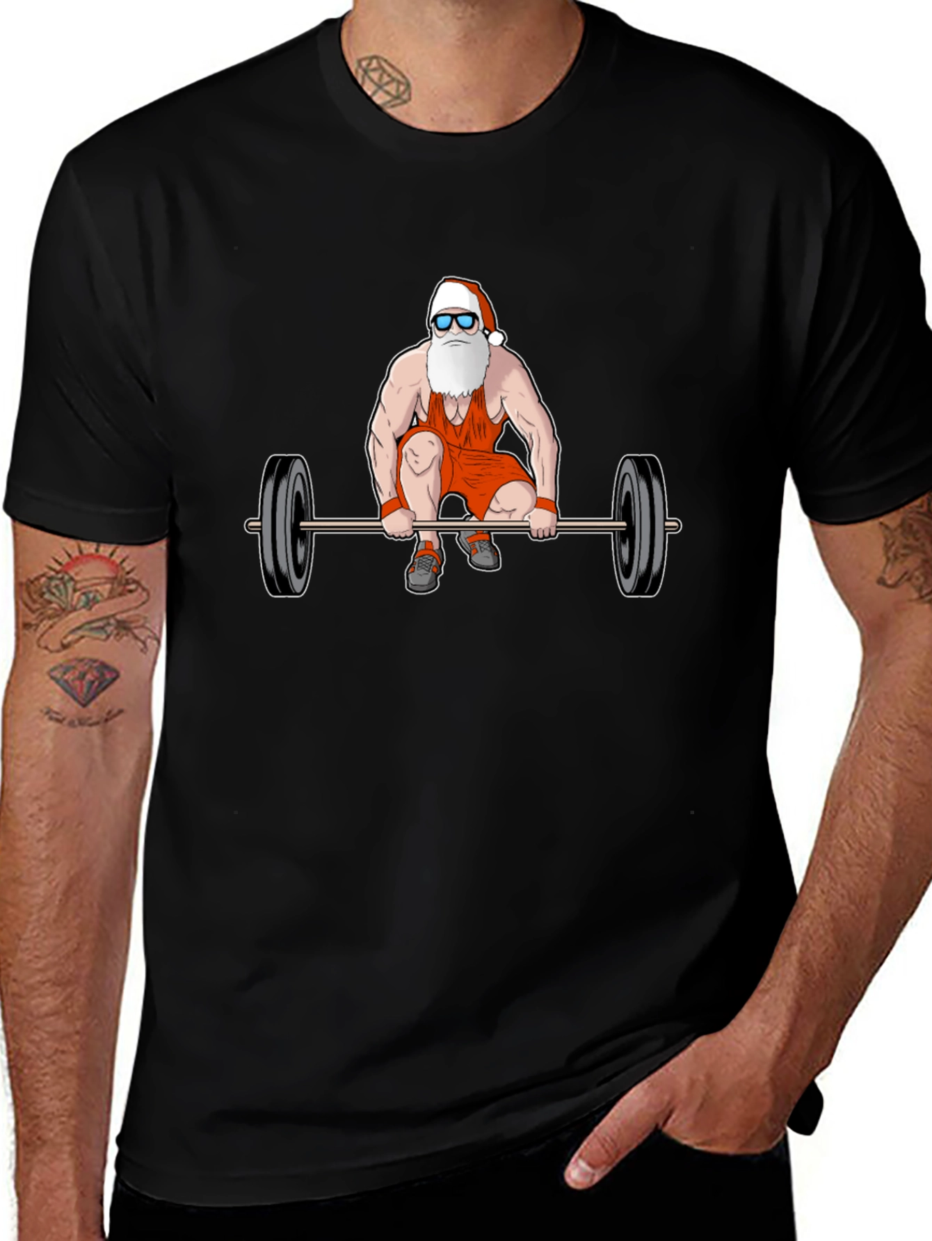 Santa Claus Weightlifting T-Shirt - Christmas Gym