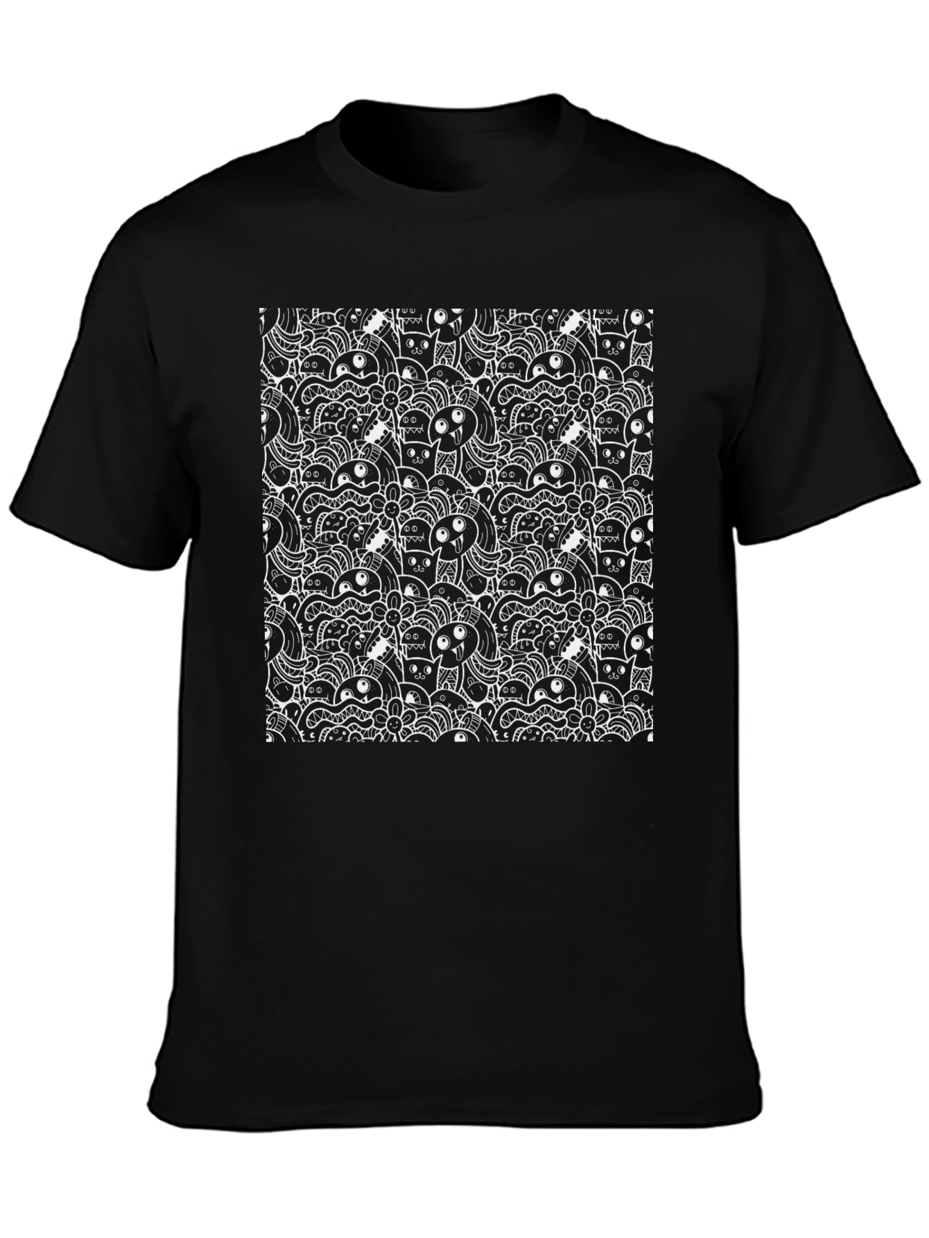 Monster Doodle Black T-Shirt