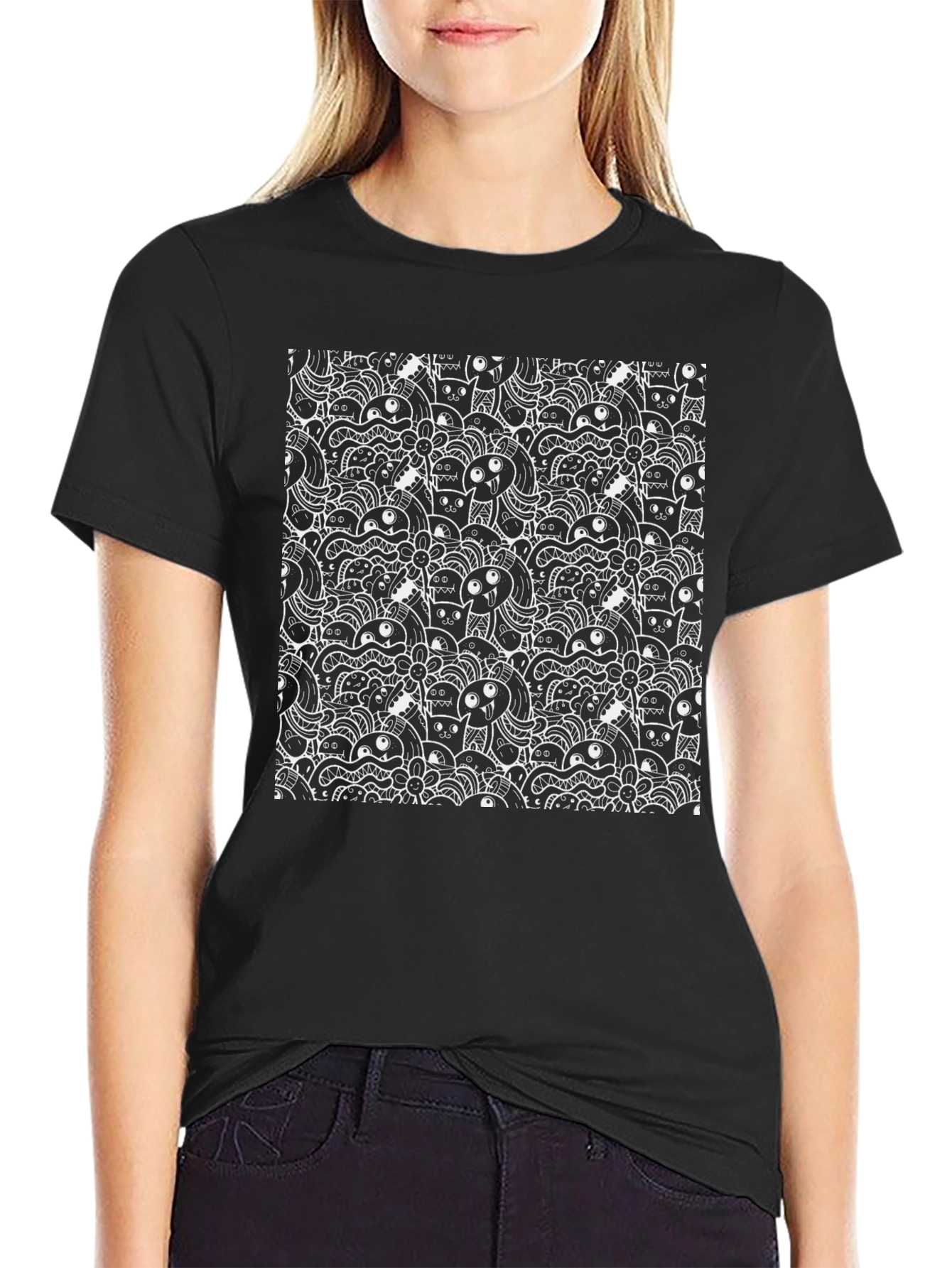 Monster Doodle Black T-Shirt