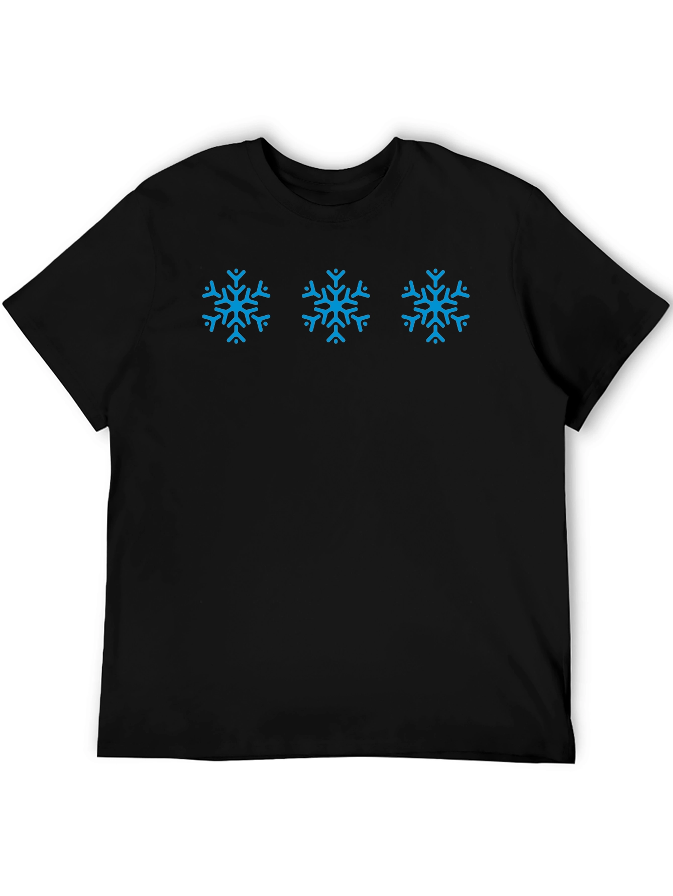 Black T-Shirt with Blue Snowflake Design