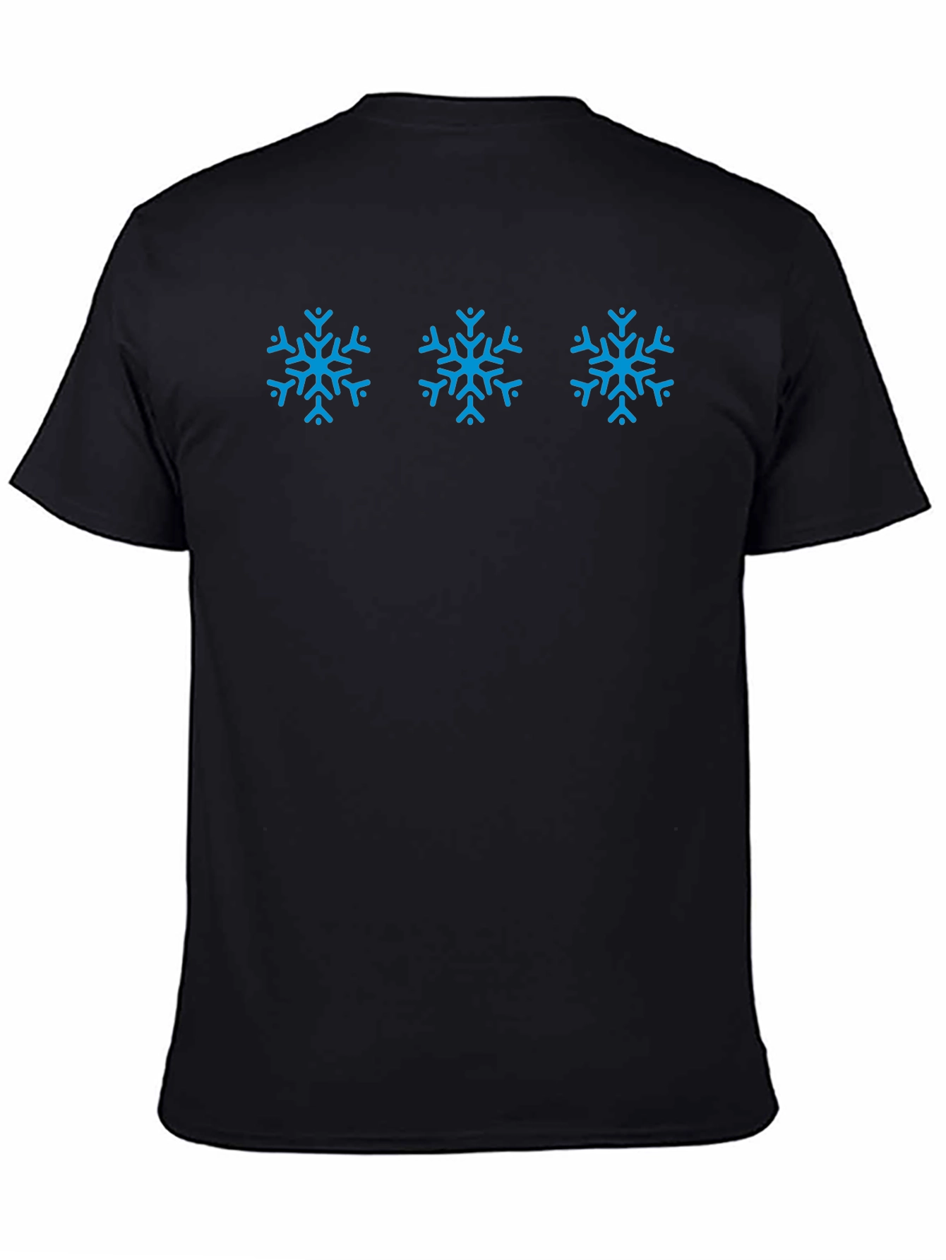 Black T-Shirt with Blue Snowflake Design