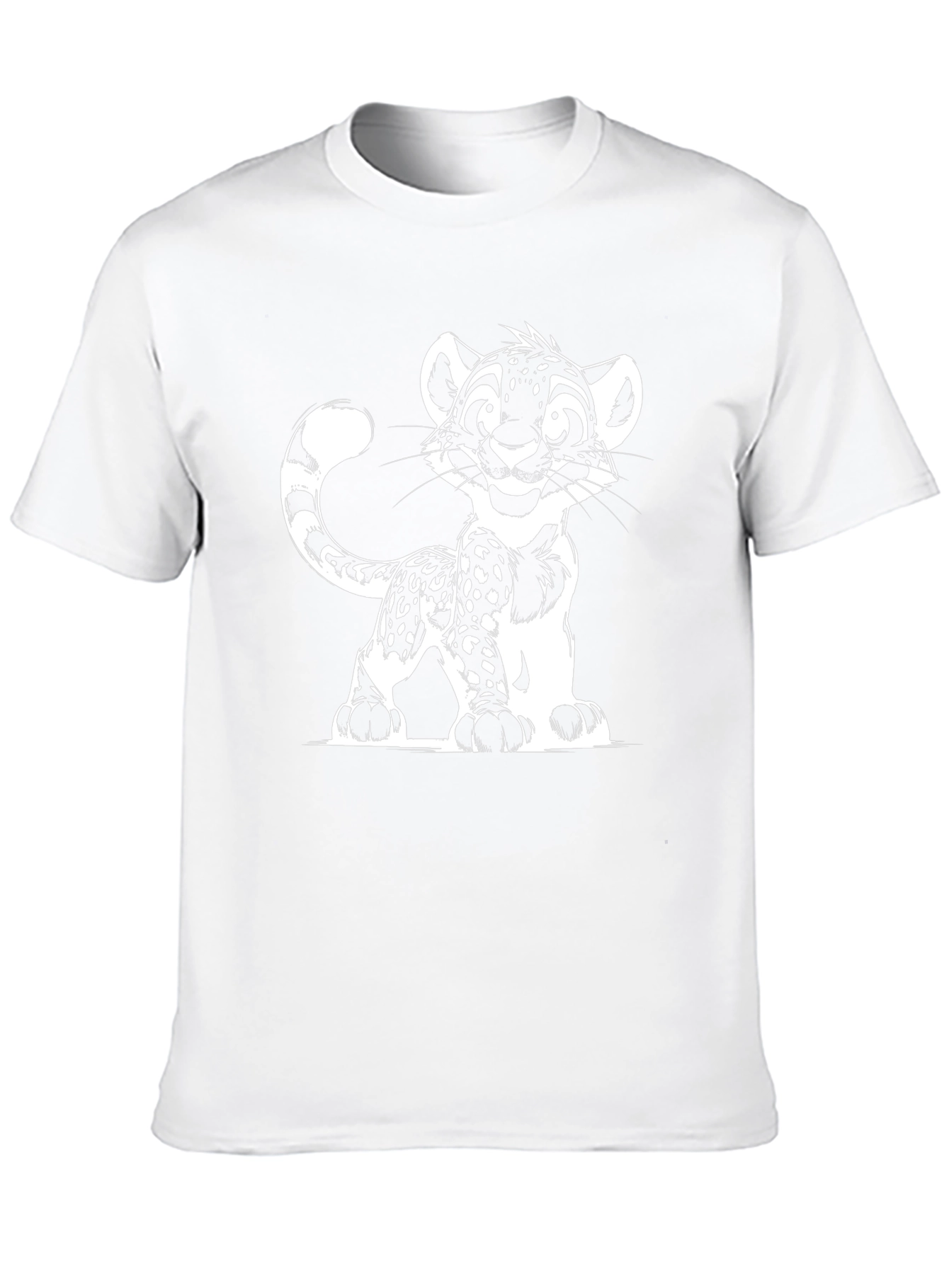Cartoon Leopard Graphic Black T-Shirt