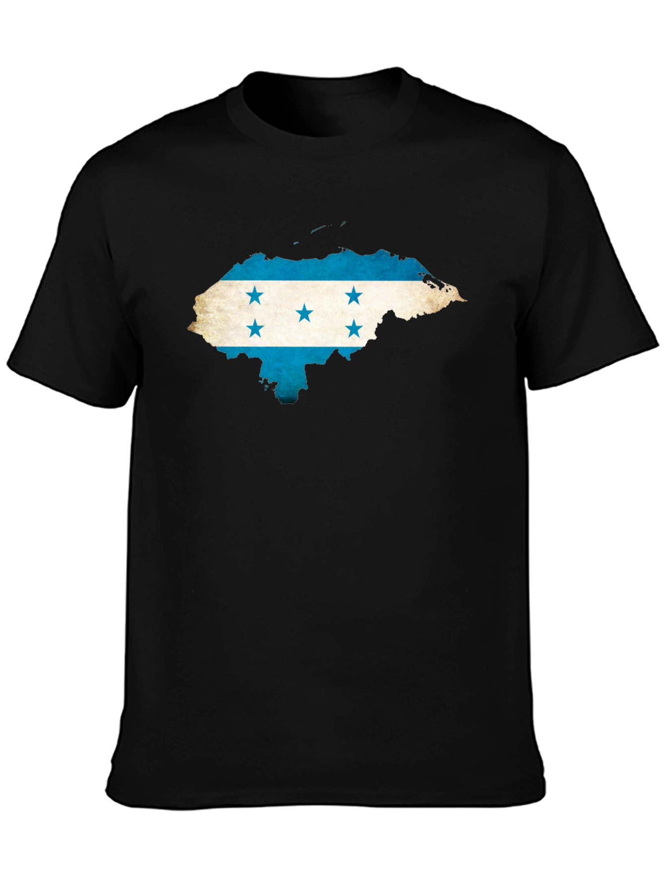 Honduras Flag Map Graphic Tee - Black Crew Neck