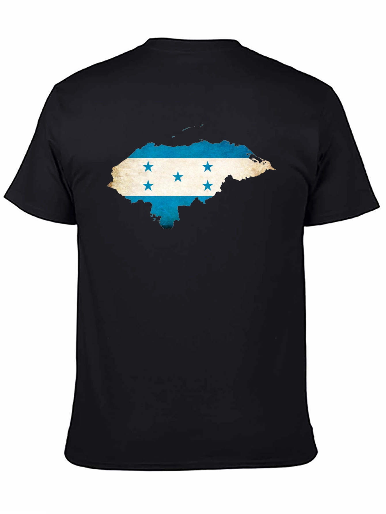Honduras Flag Map Graphic Tee - Black Crew Neck