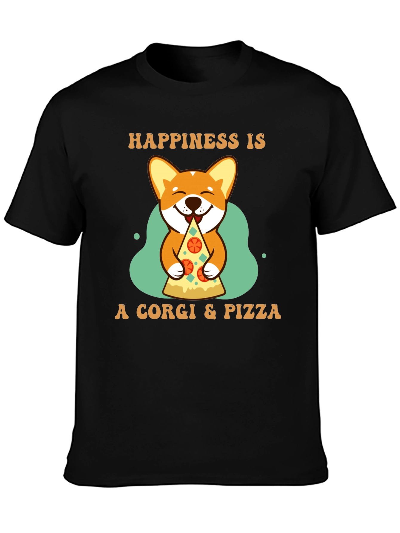 Corgi & Pizza Happiness Graphic T-Shirt