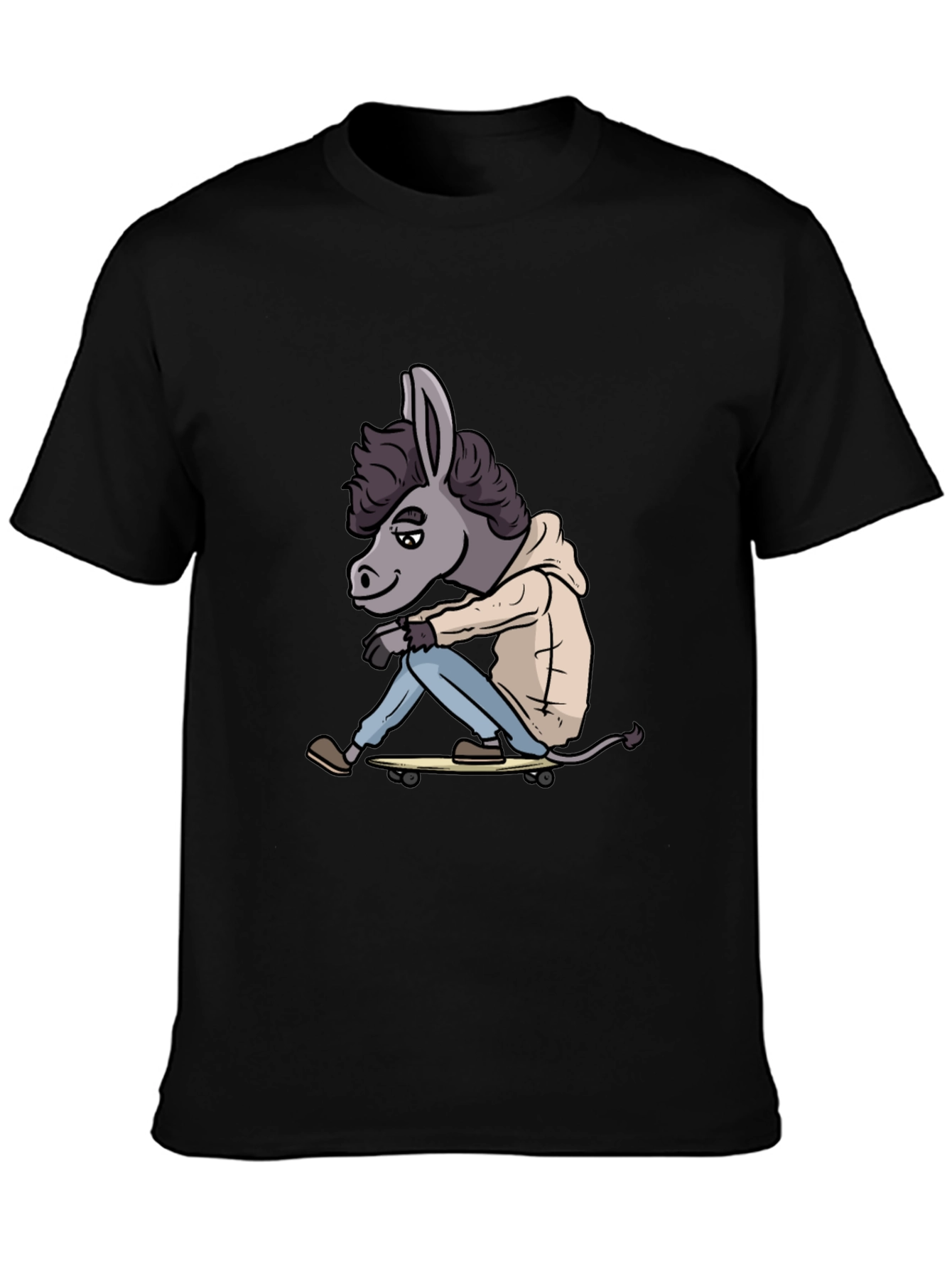 Donkey Skateboarder Black T-Shirt