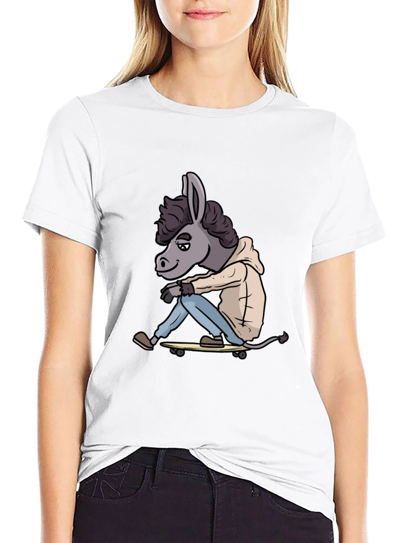 Donkey Skateboarder Black T-Shirt