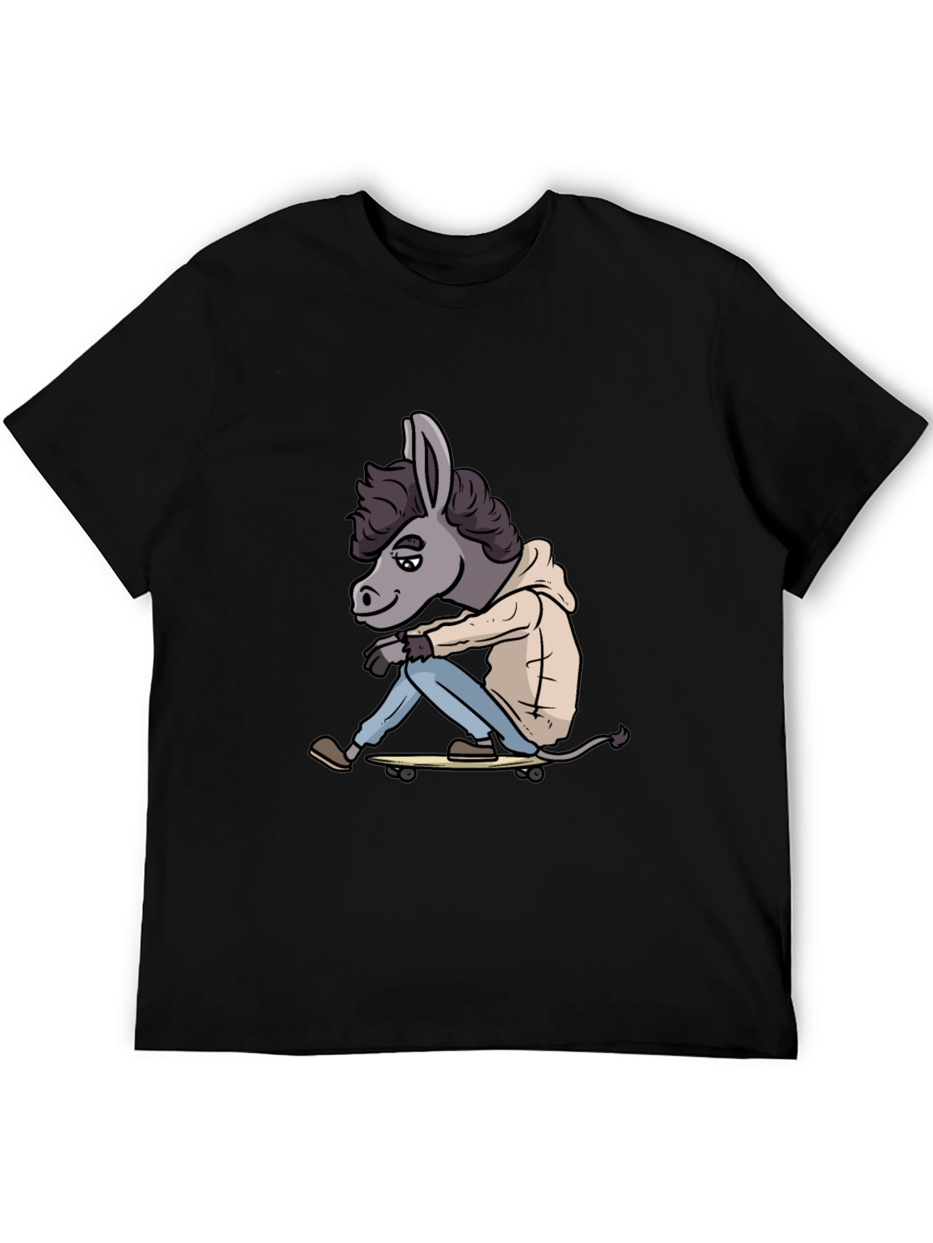 Donkey Skateboarder Black T-Shirt