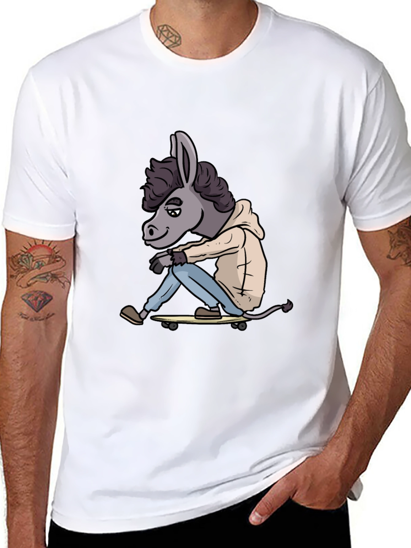 Donkey Skateboarder Black T-Shirt