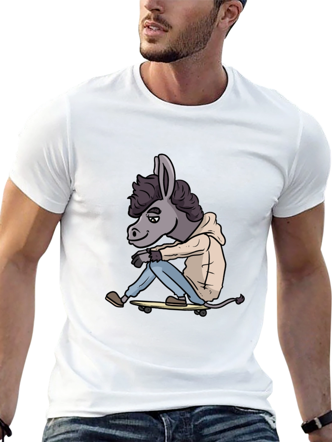 Donkey Skateboarder Black T-Shirt