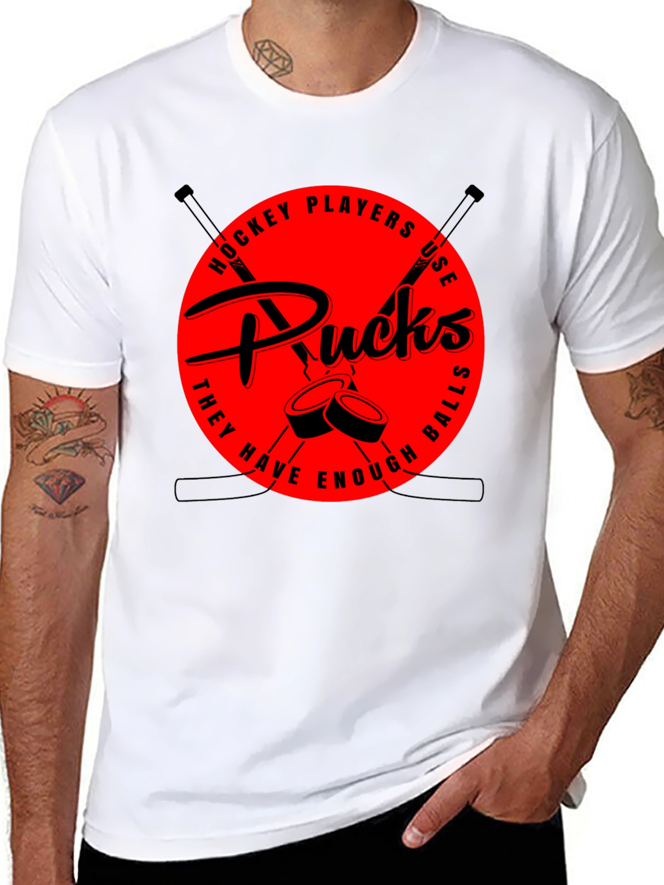 Hockey Players Use Pucks Graphic Tee