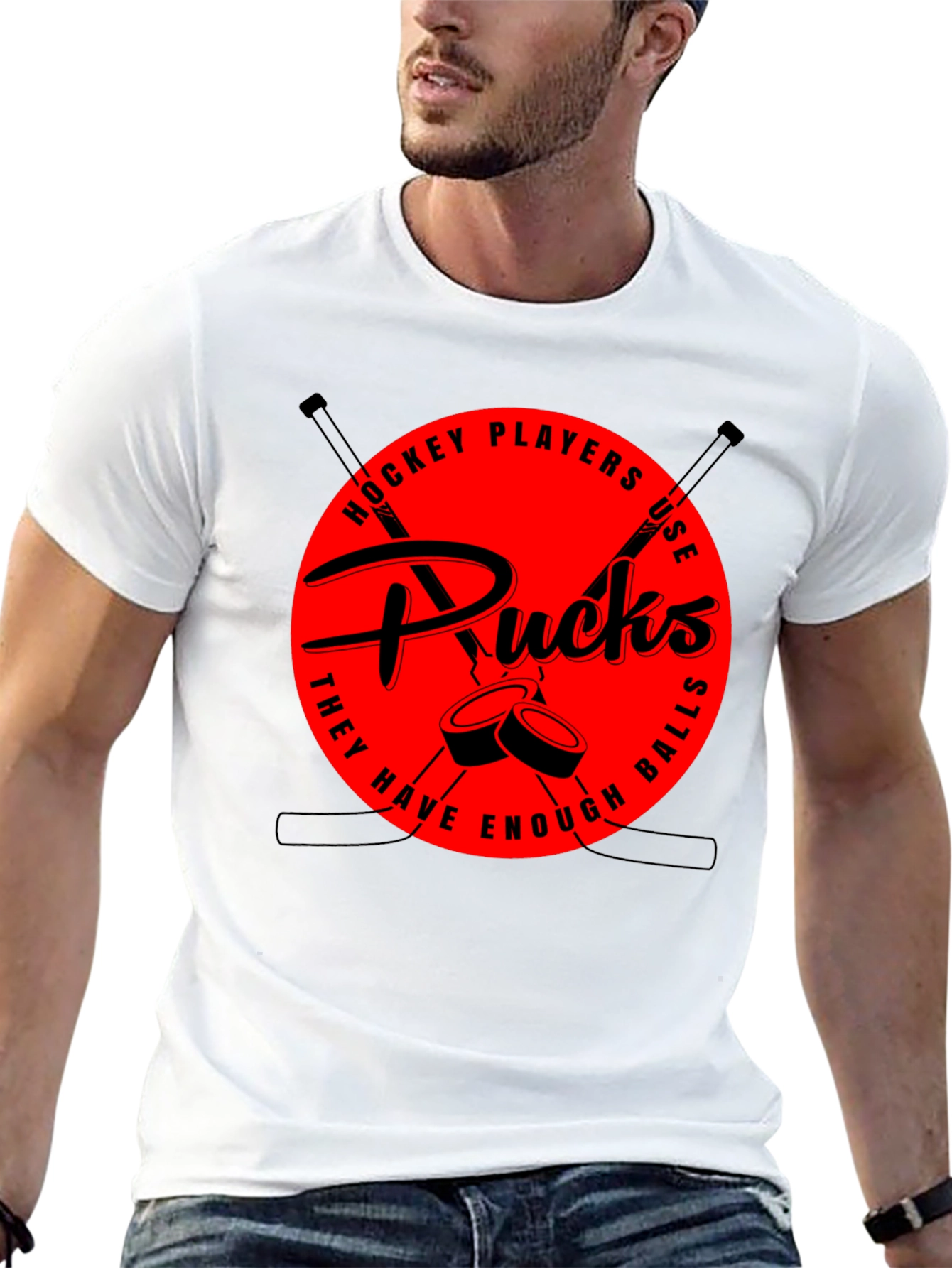 Hockey Players Use Pucks Graphic Tee