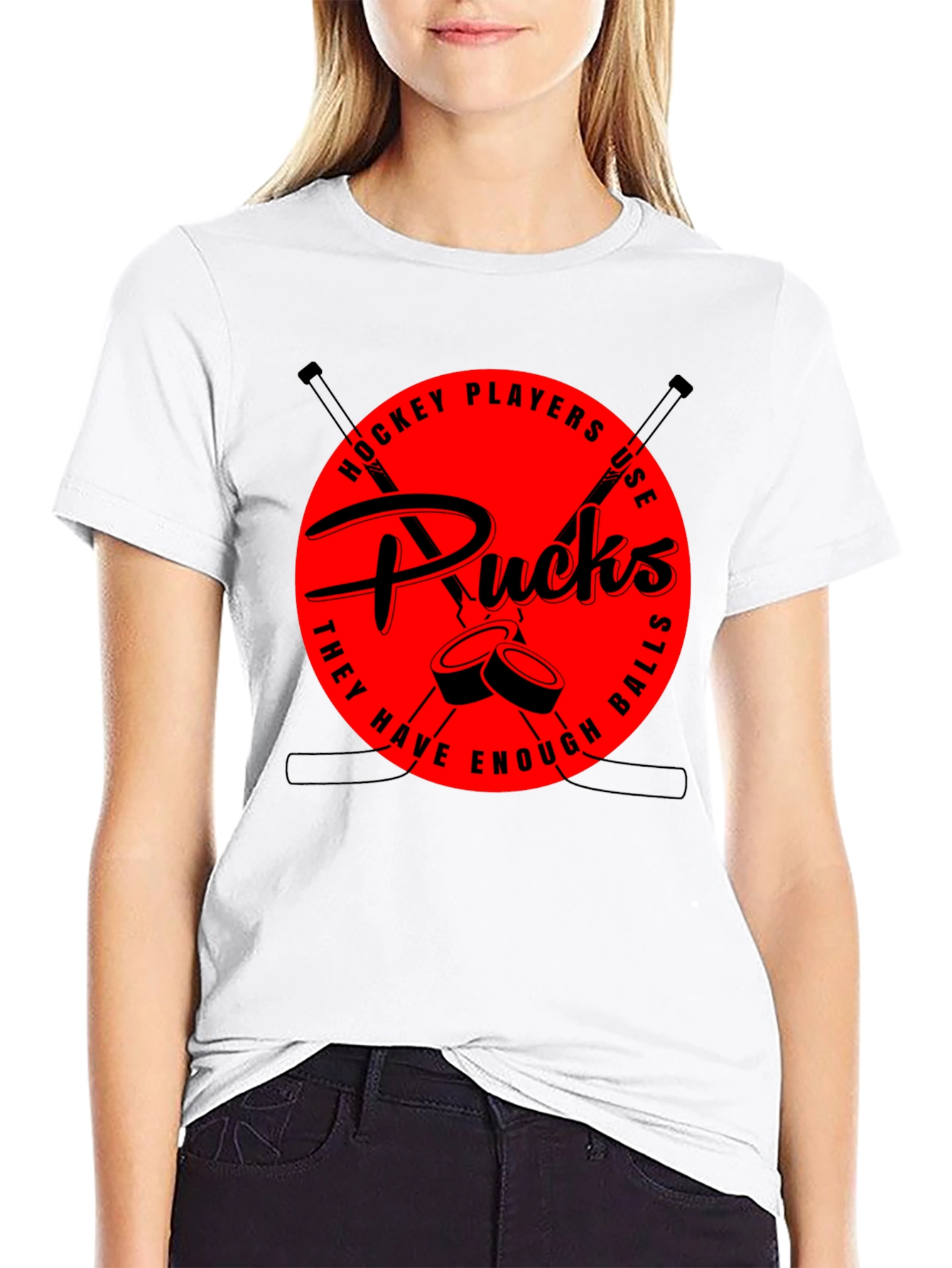 Hockey Players Use Pucks Graphic Tee