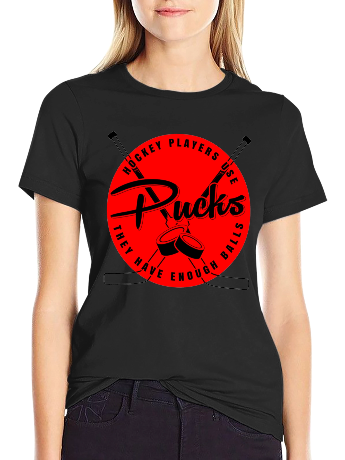 Hockey Players Use Pucks Graphic Tee