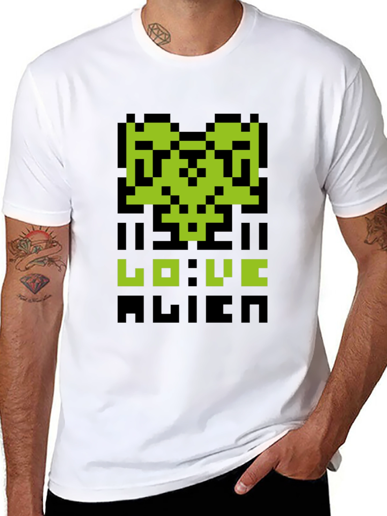 Pixelated Alien Love T-Shirt