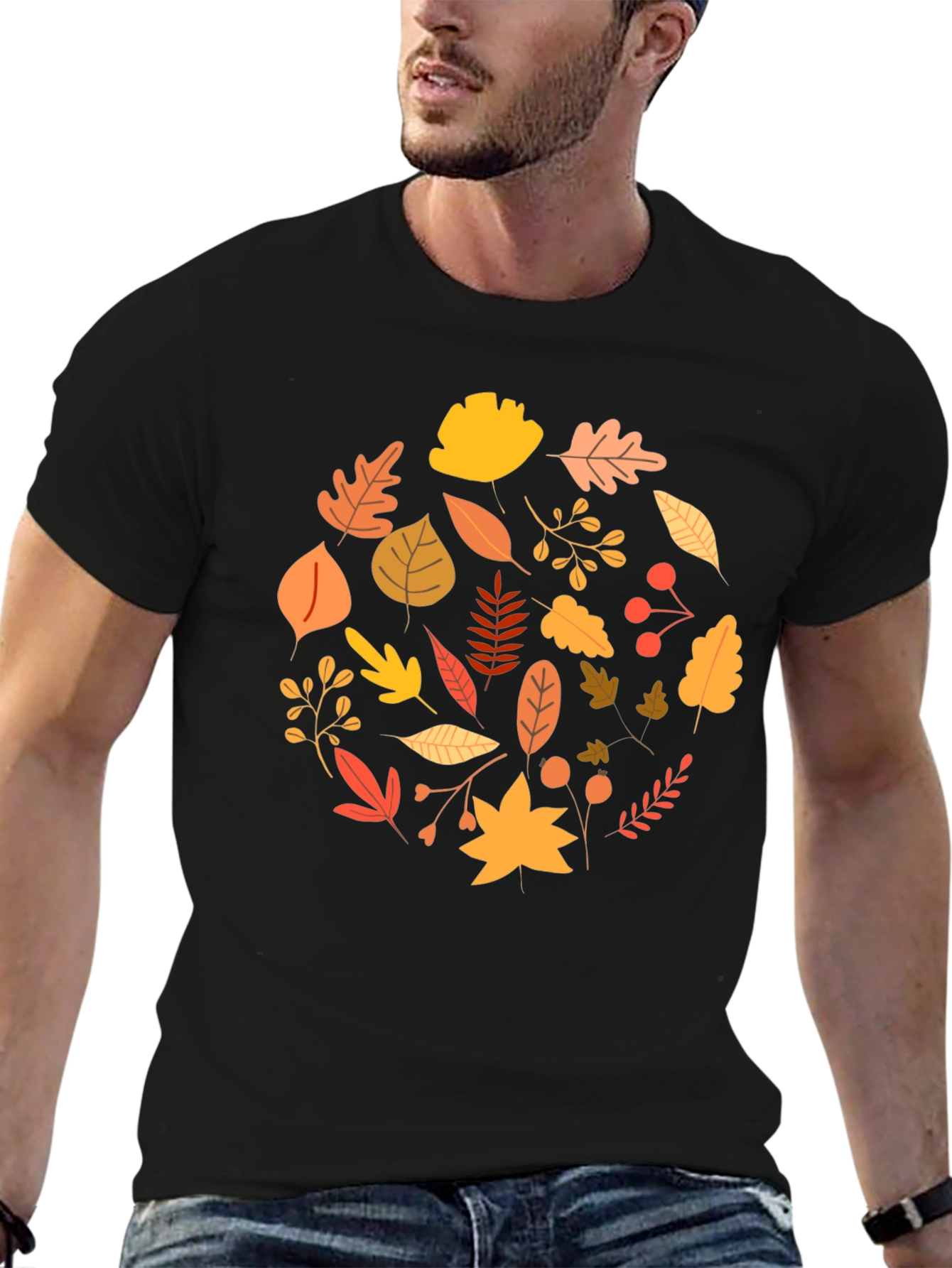 Autumn Leaves Graphic Tee - Black